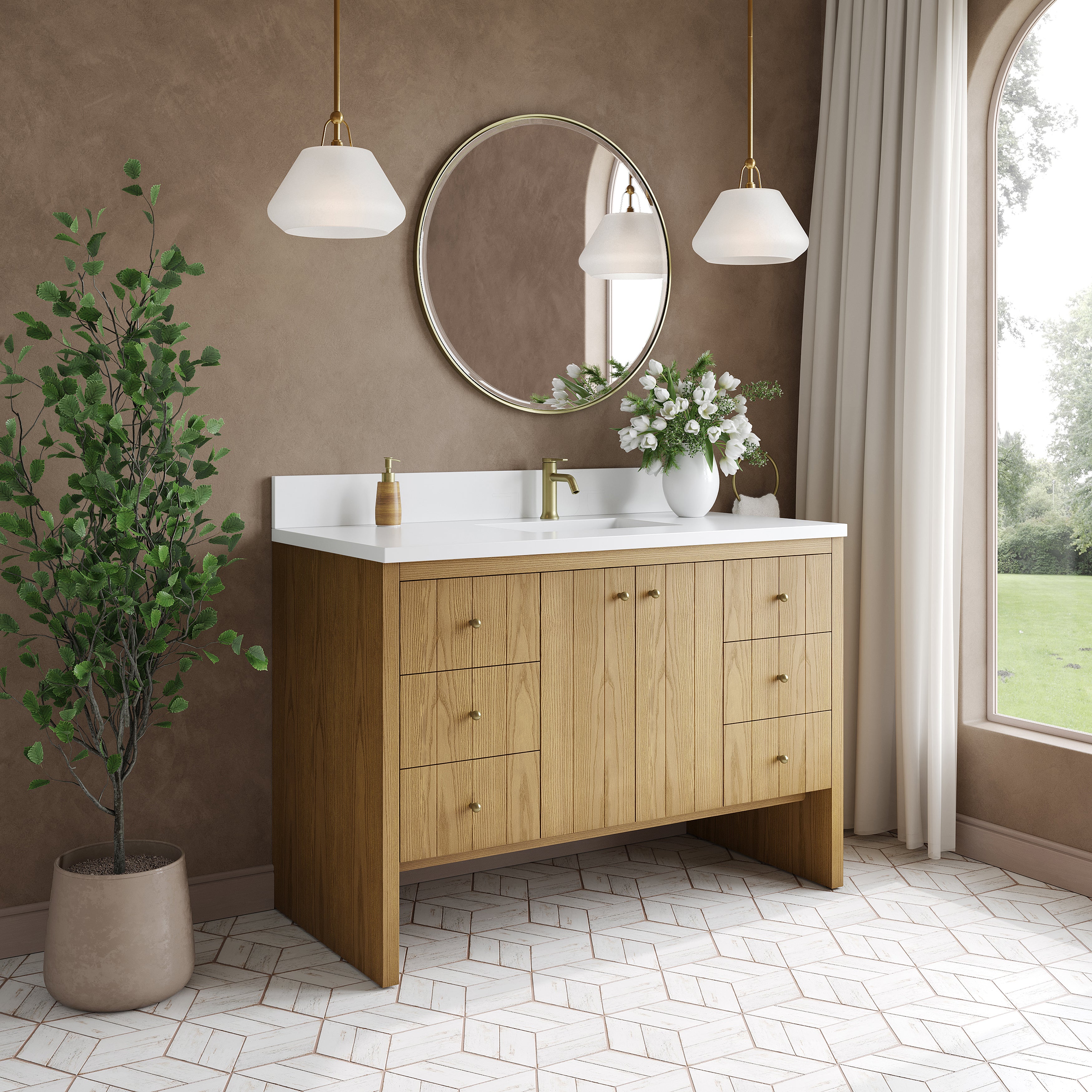 James Martin Hudson 48" Single Vanity in Light Natural Oak with 3cm Countertop