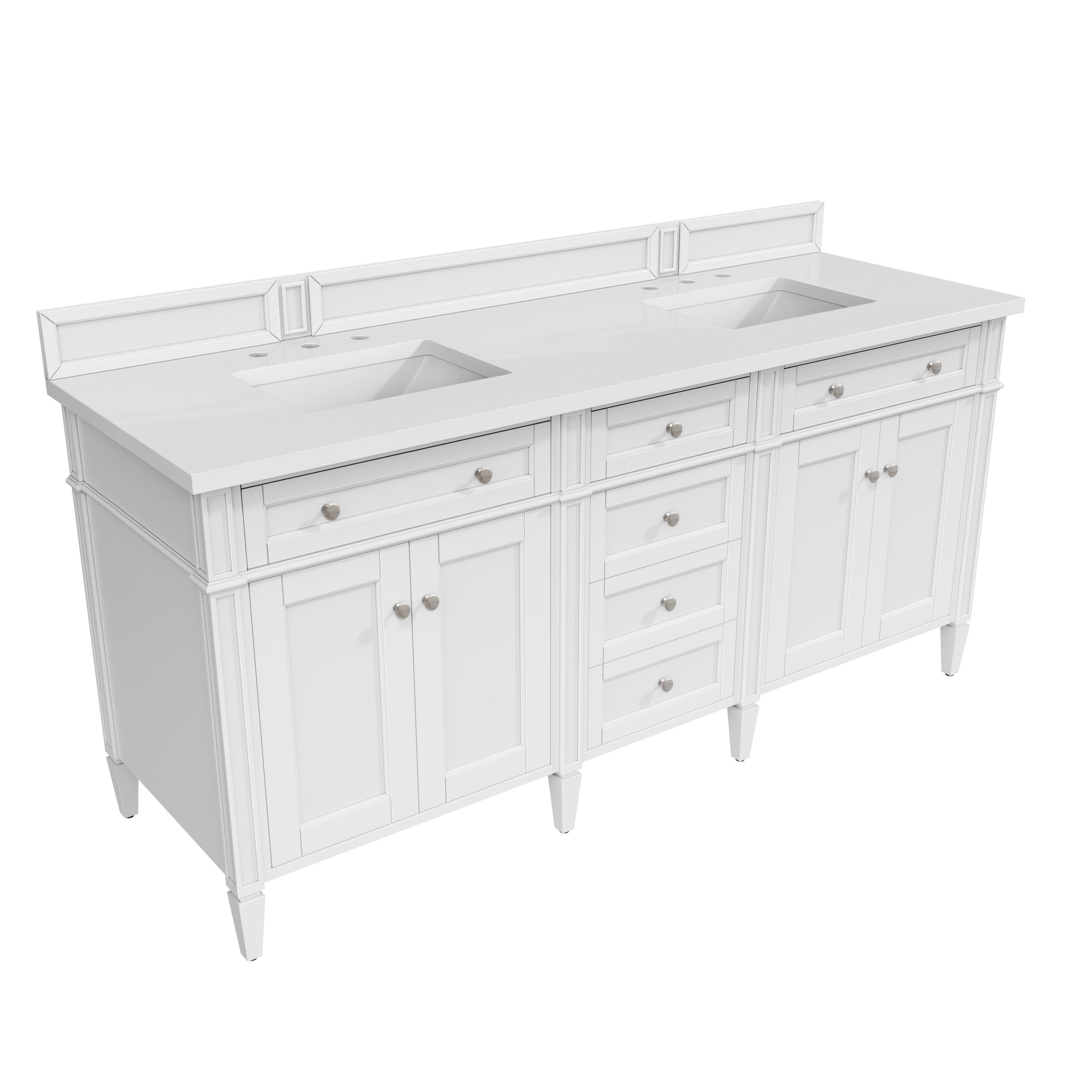 James Martin Brittany 72" Double Vanity in Bright White with 3cm Countertop