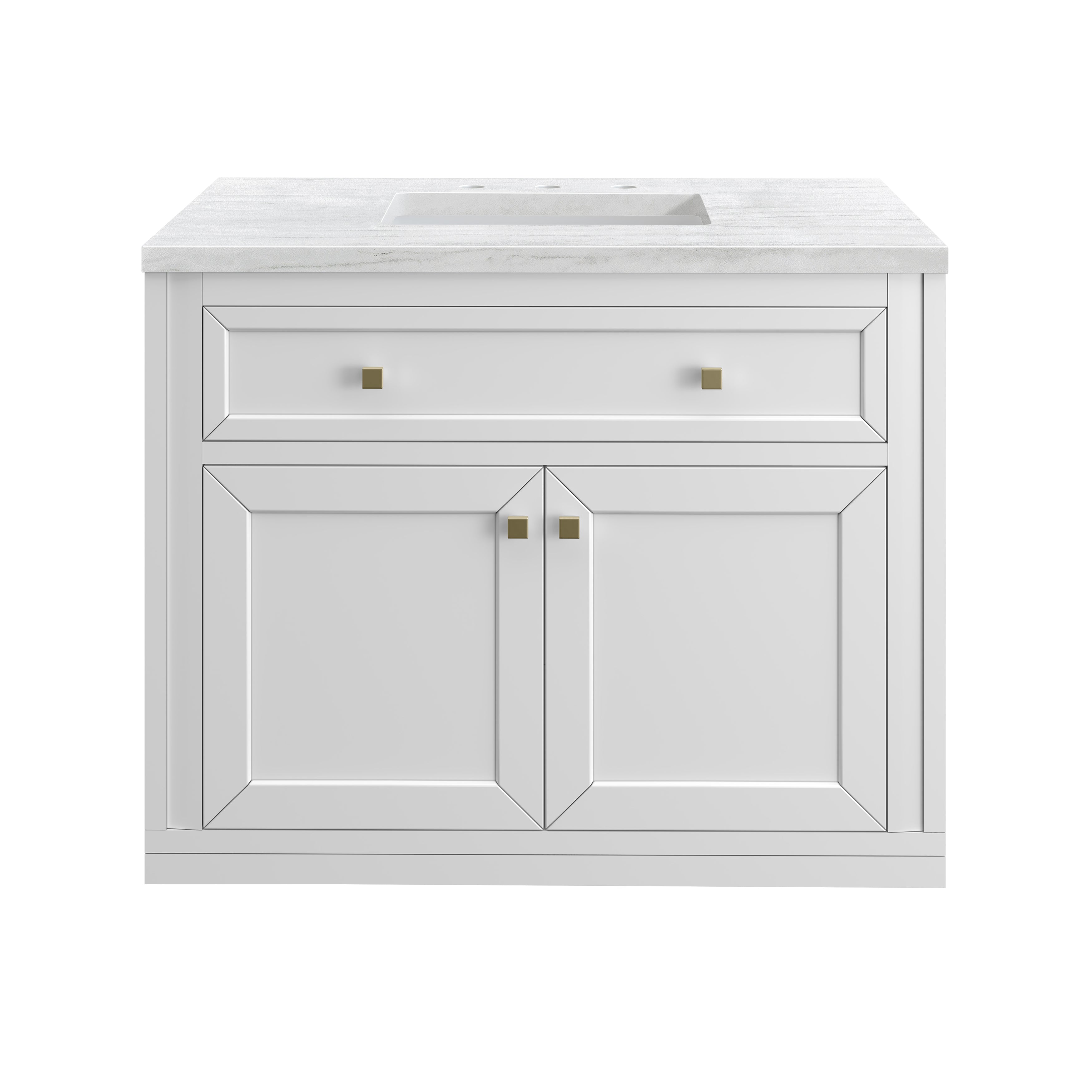 James Martin Chicago 36" Single Vanity in Glossy White with 3cm Countertop