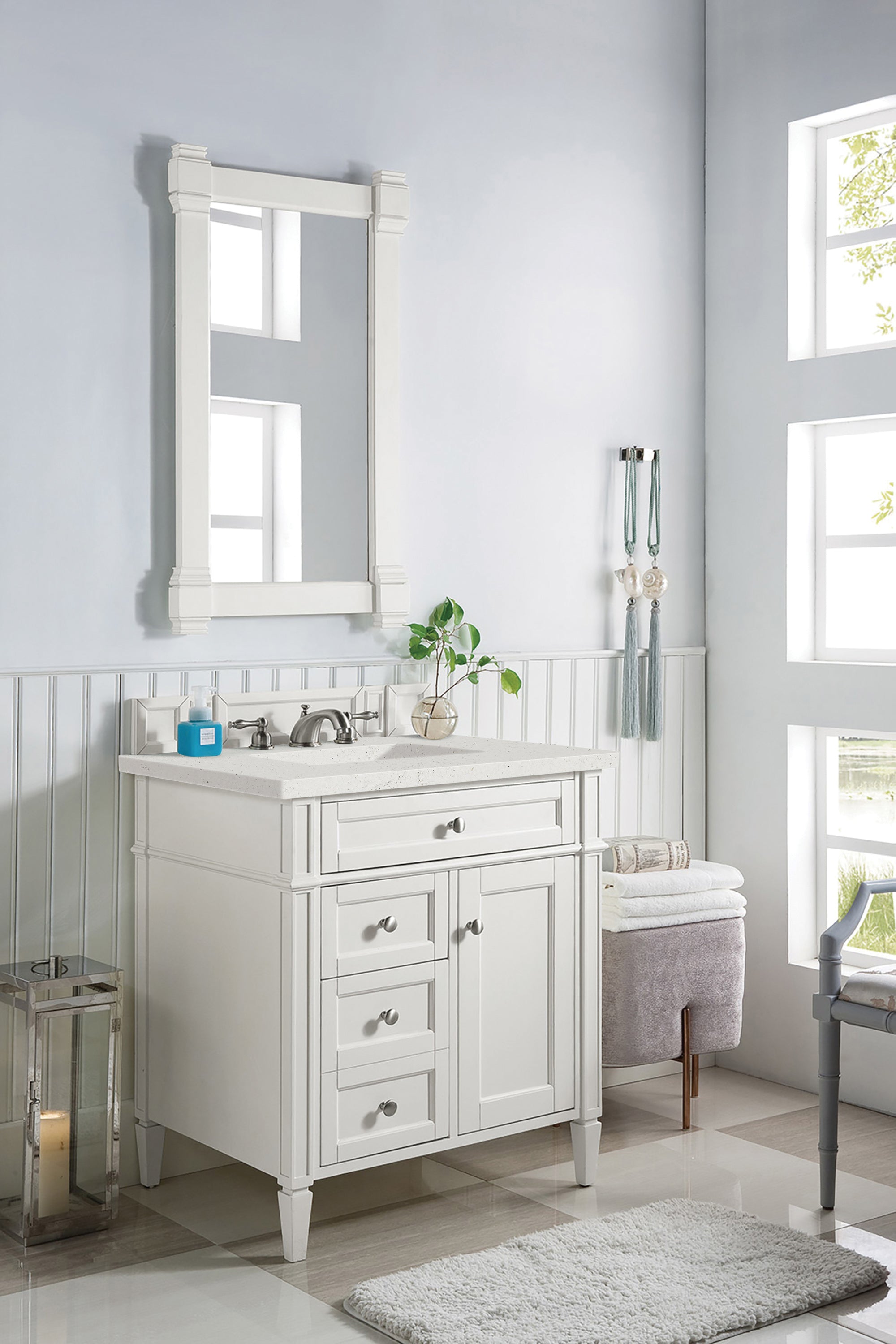 James Martin Brittany 30" Single Vanity in Bright White with 3cm Countertop