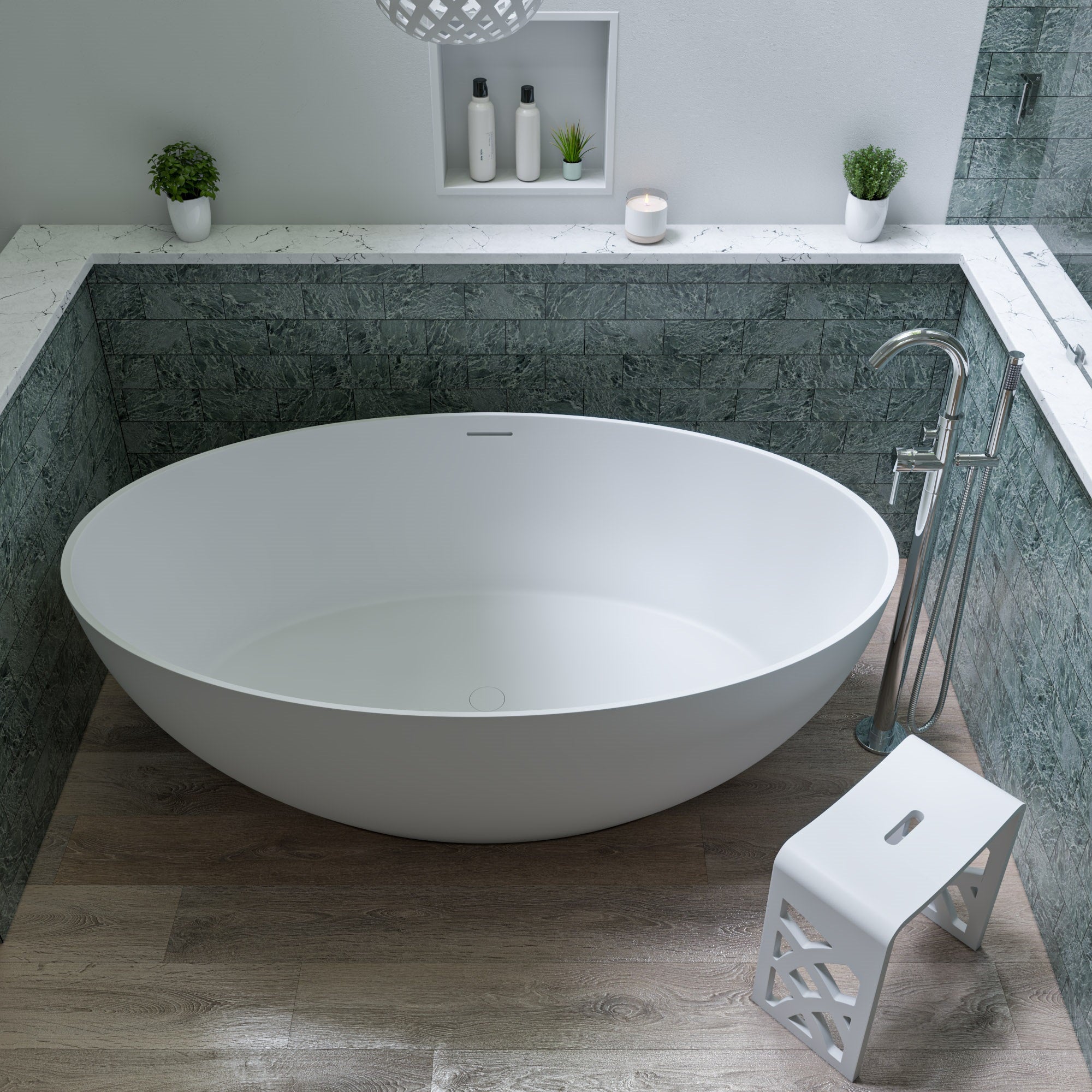 ALFI brand AB2534 Single Lever Floor Mounted Tub Filler Mixer w Hand Held Shower Head