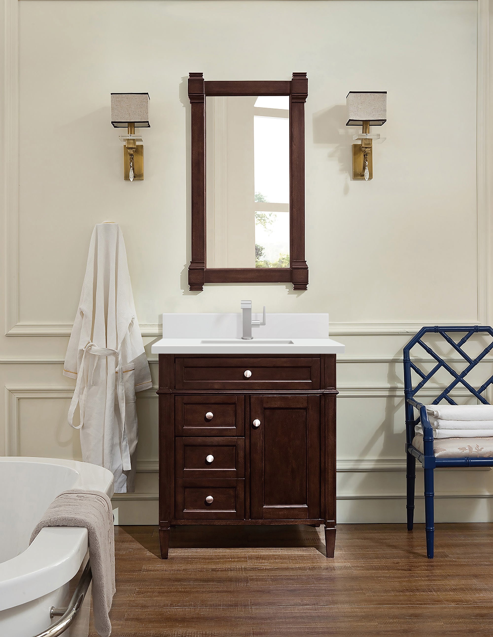 James Martin Brittany 30" Single Vanity in Burnished Mahogany with 3cm Countertop