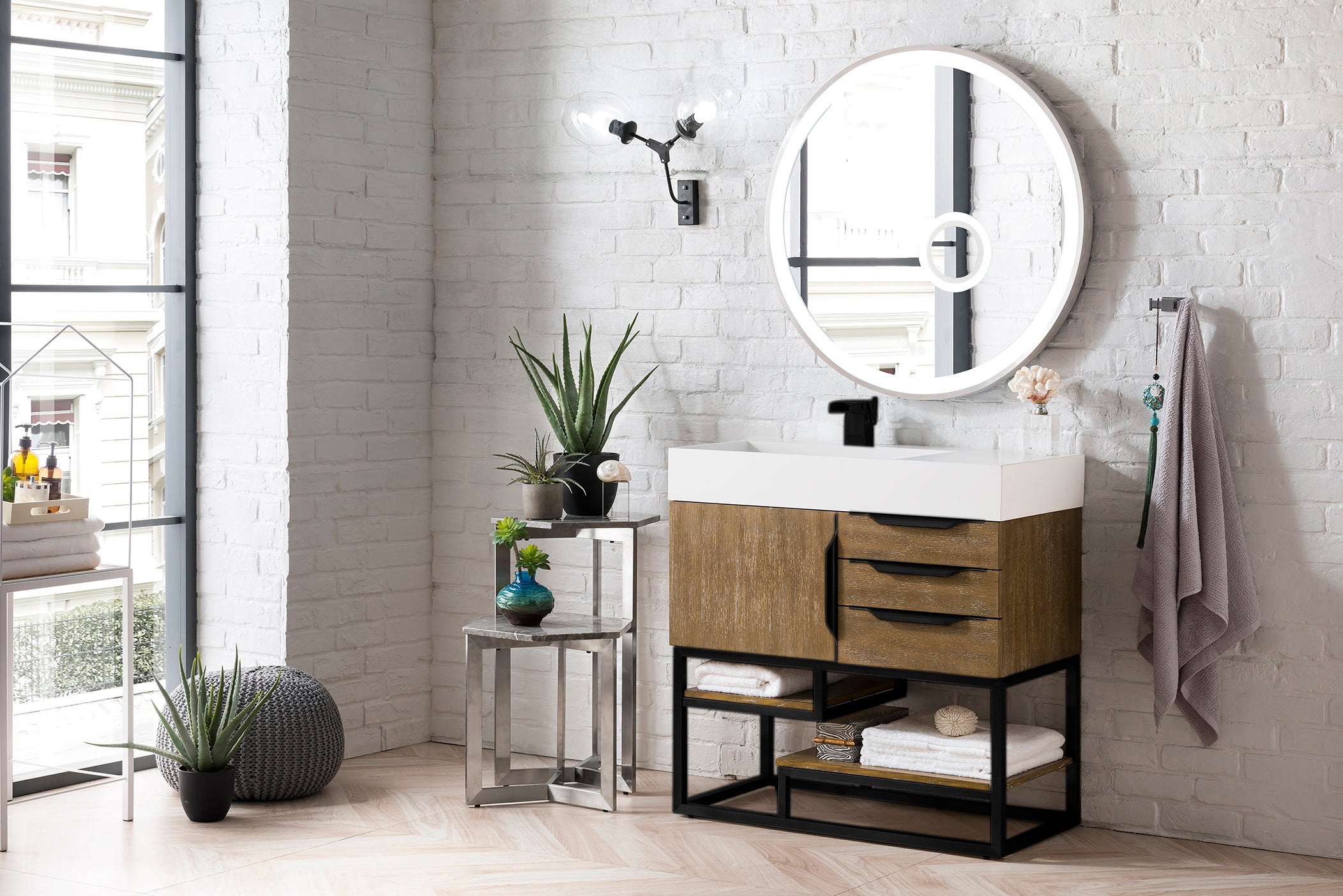 James Martin Columbia 36" Freestanding Single Vanity with Mineral Composite Stone Countertop