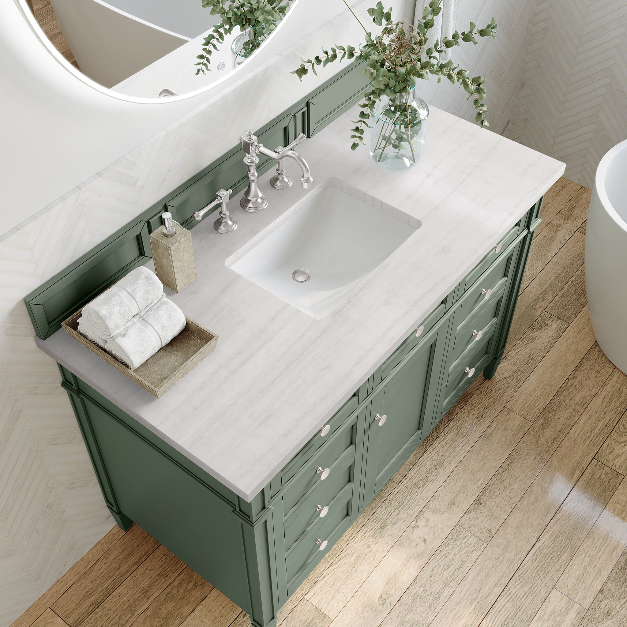 James Martin Brittany 48" Single Vanity in Smokey Celadon with 3cm Countertop