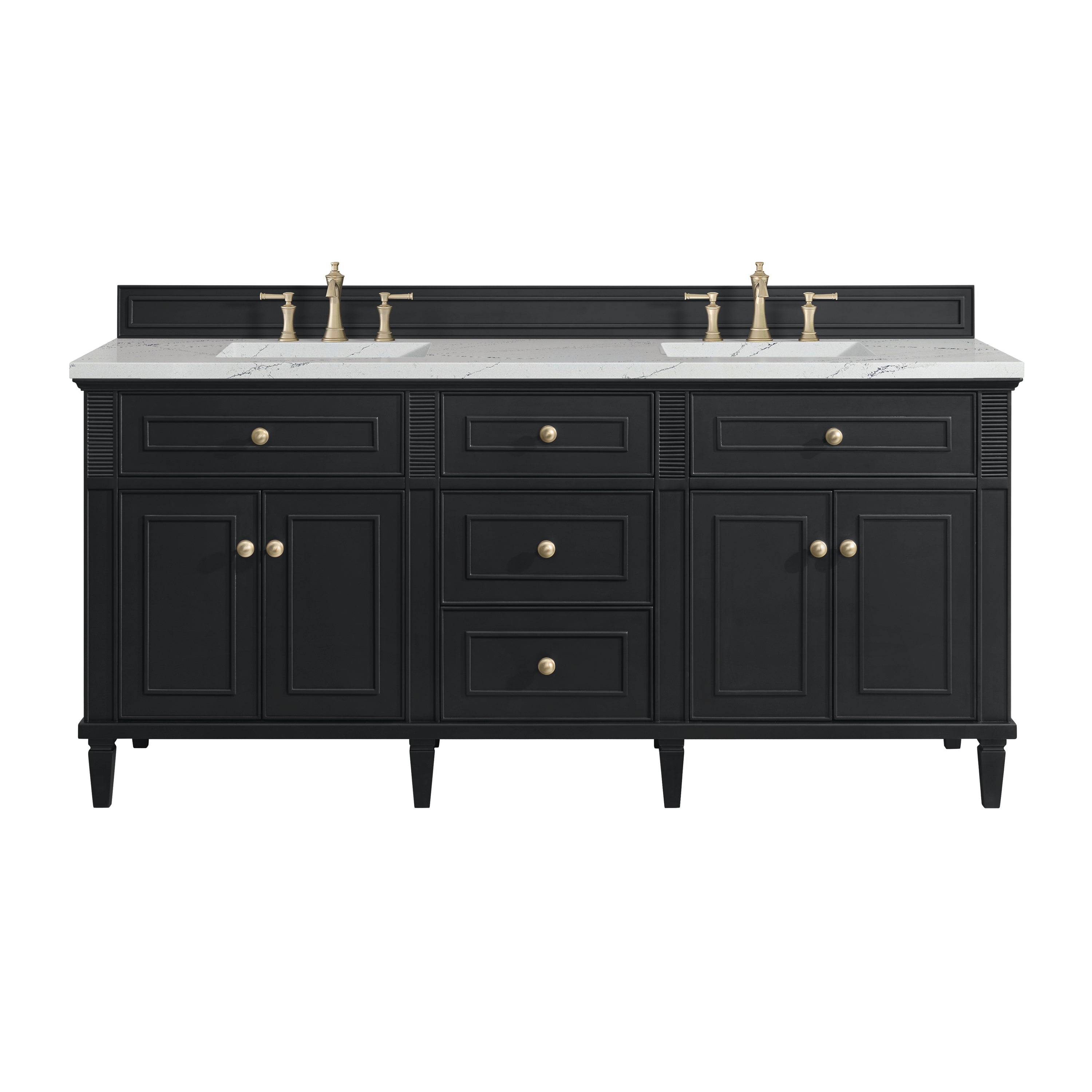 James Martin Lorelai 72" Double Vanity in Black Onyx with 3cm Countertop and FreePower Wireless Charger