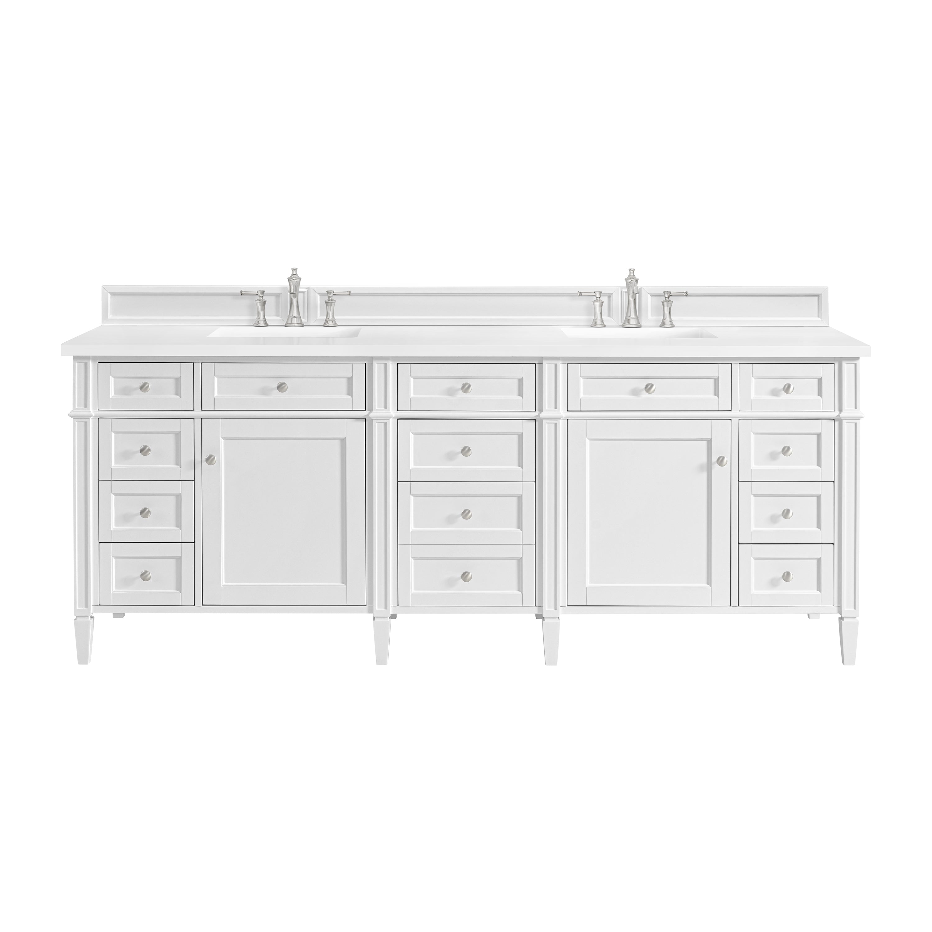 James Martin Brittany 84" Double Vanity in Bright White with 3cm Countertop