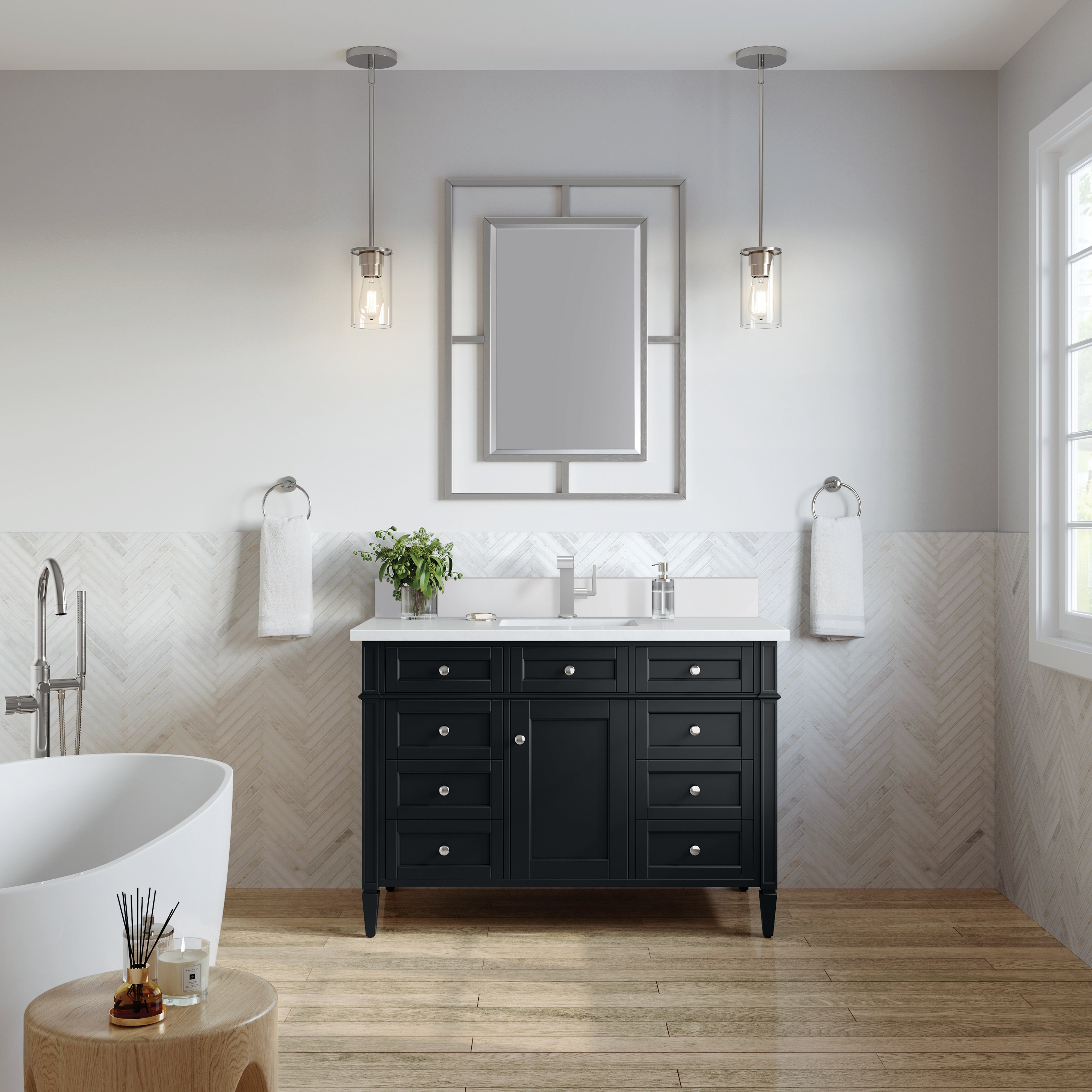 James Martin Brittany 48" Single Vanity in Black Onyx with 3cm Countertop