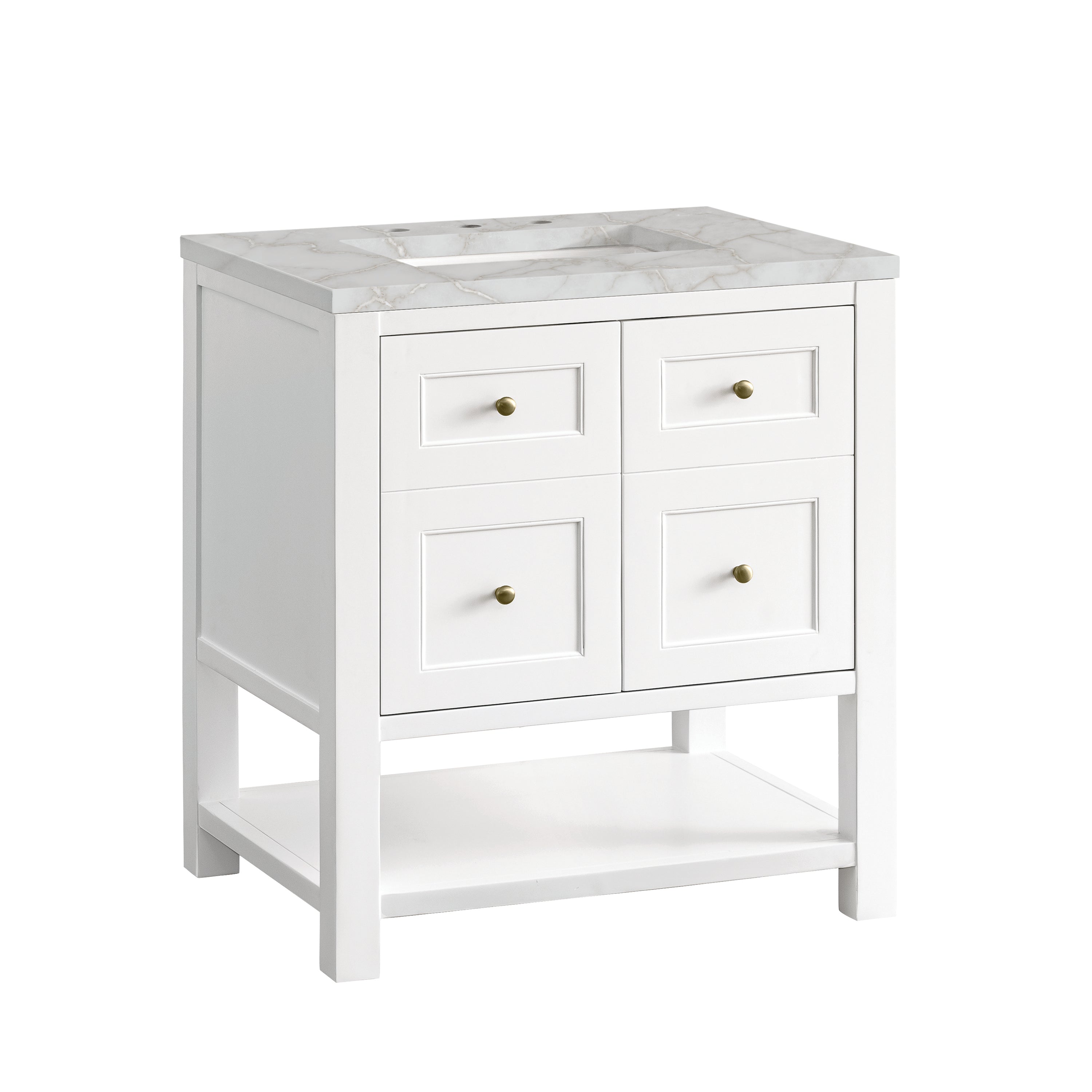 James Martin Breckenridge 30" Single Vanity in Bright White with 3cm Countertop