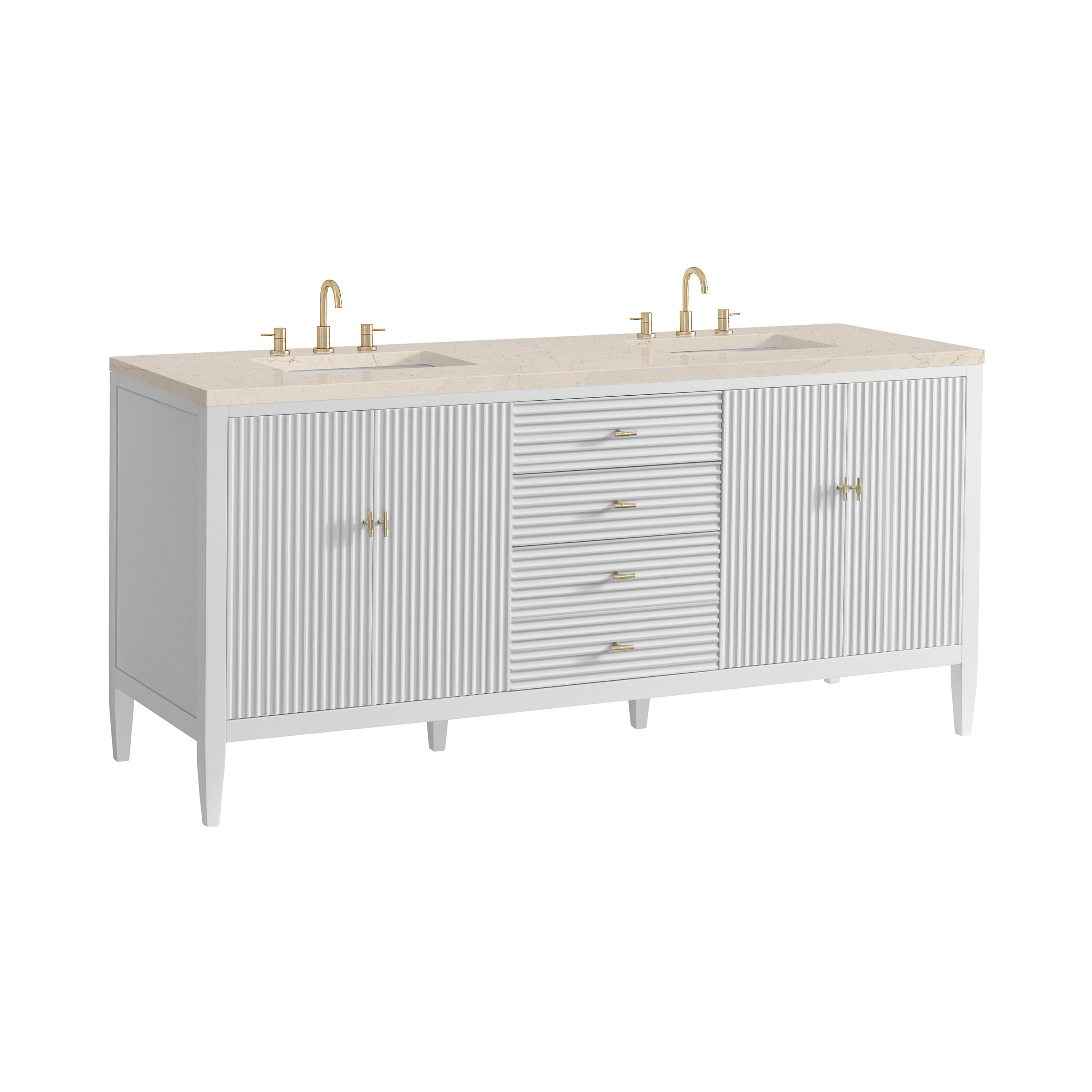 James Martin Myrrin 72" Double Vanity in Bright White with 3cm Countertop