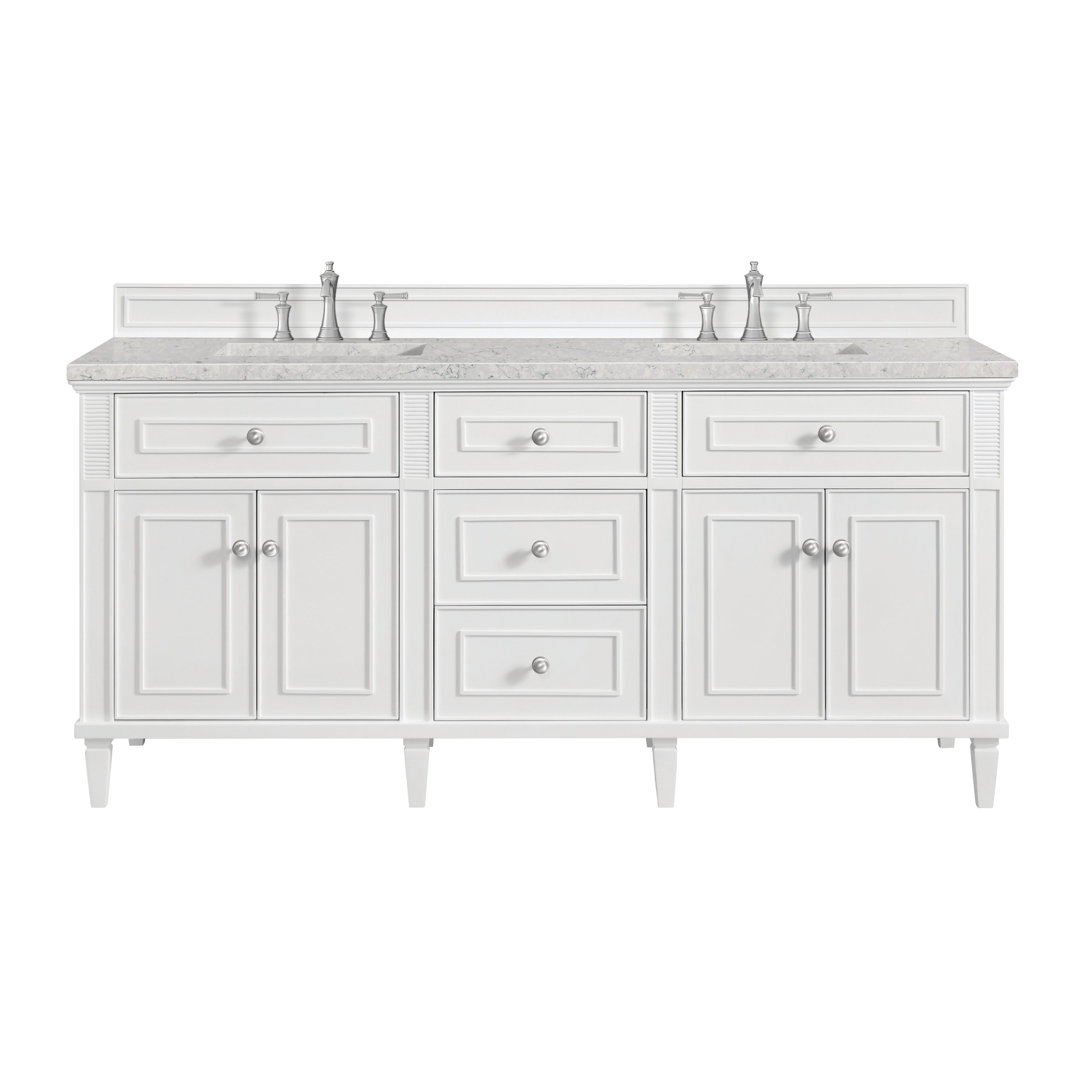 James Martin Lorelai 72" Double Vanity in Bright White with 3cm Countertop