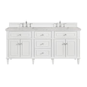 James Martin Lorelai 72" Double Vanity in Bright White with 3cm Countertop and FreePower Wireless Charger