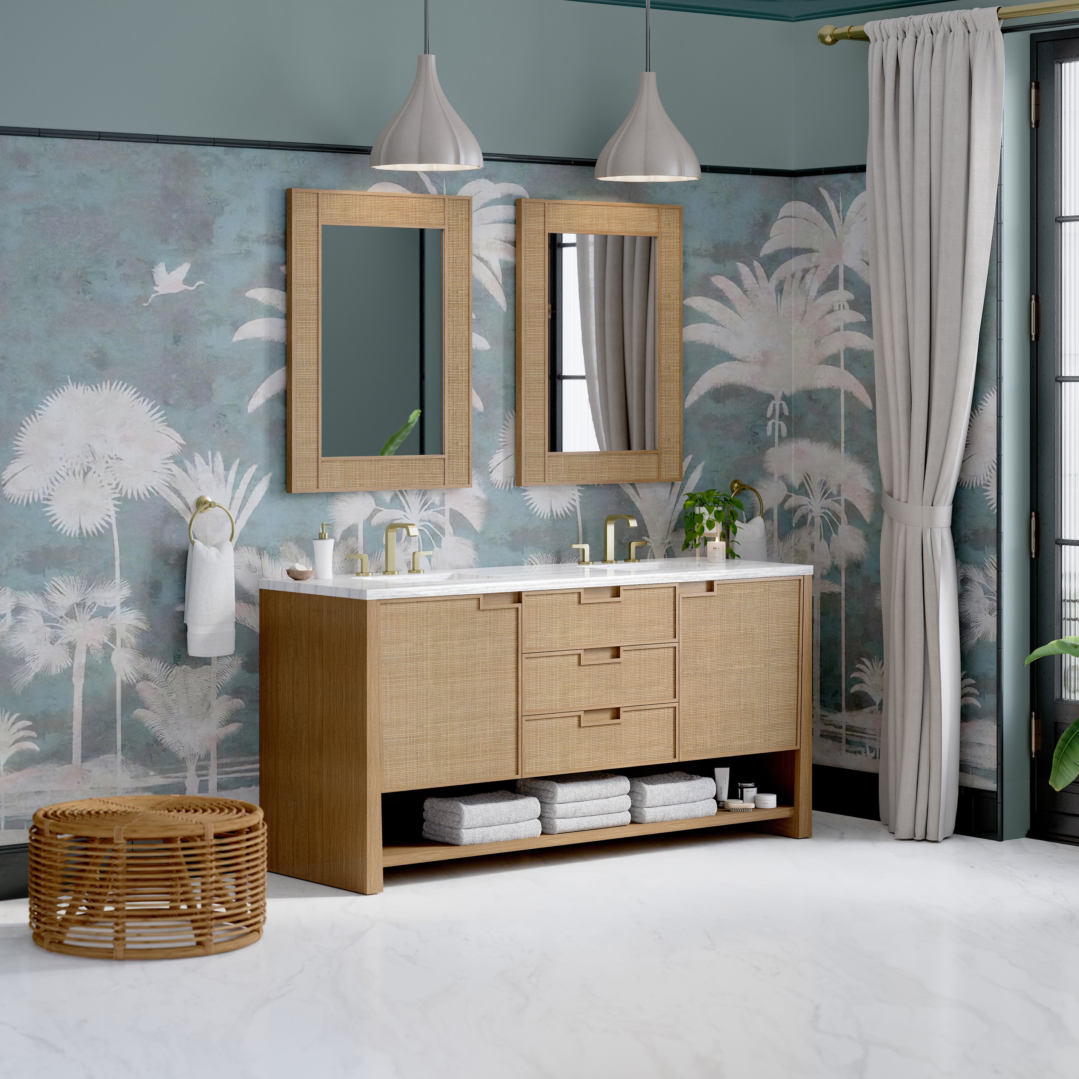 James Martin Solene 72" Double Vanity in Seaside Oak with 3cm Countertop