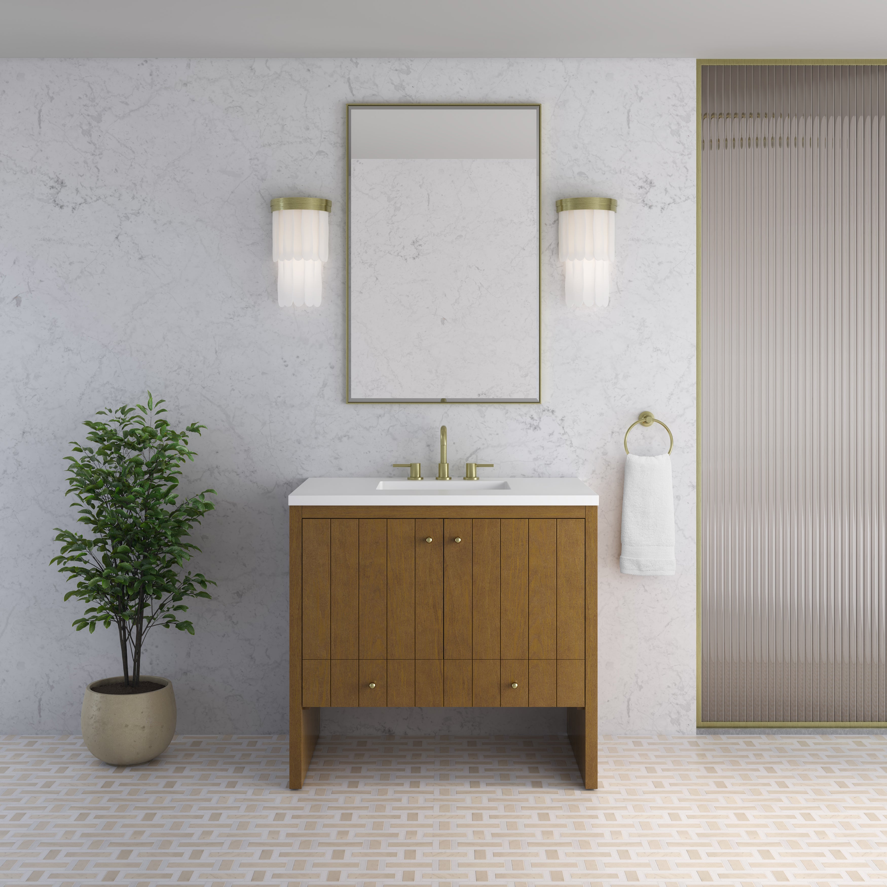 James Martin Hudson 36" Single Vanity in Honey Oak with 3cm Countertop