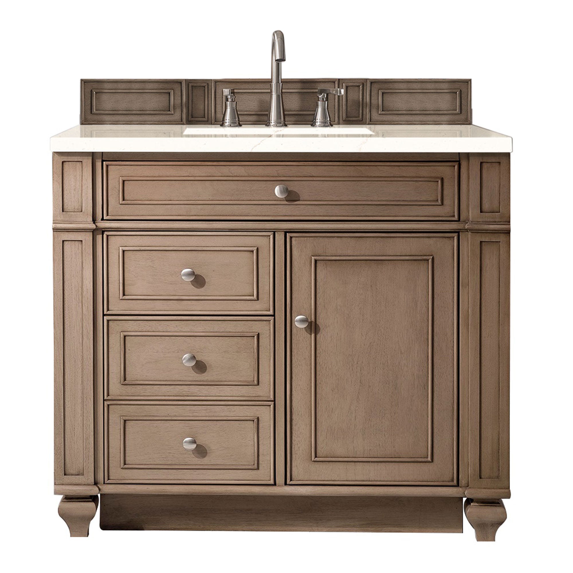James Martin Bristol 36" Single Vanity in Whitewashed Walnut with 3cm Countertop