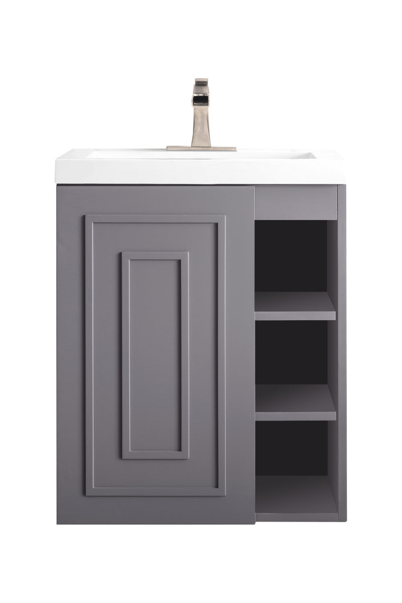 Alicante 24" Single Vanity with White Glossy Composite Stone Top