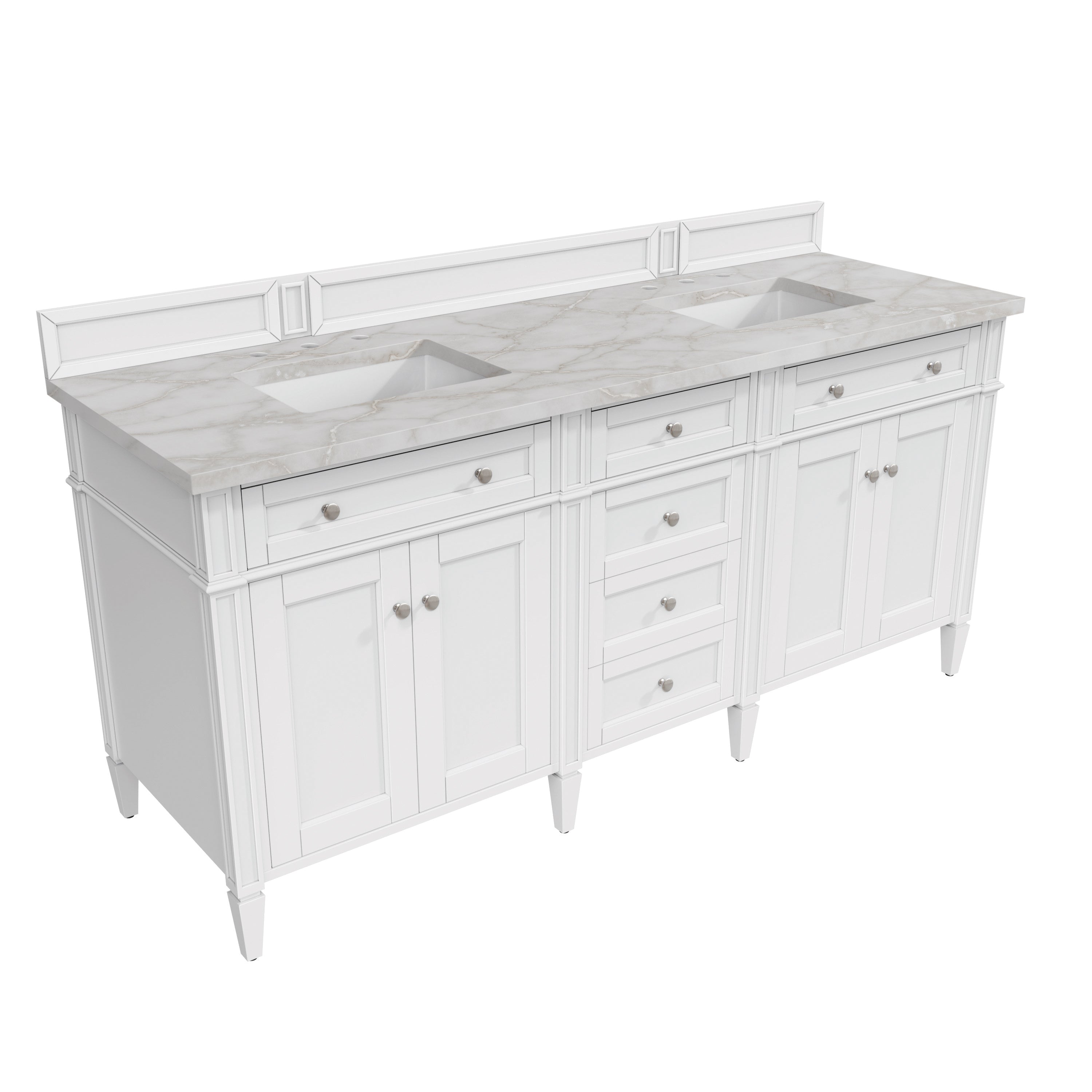 James Martin Brittany 72" Double Vanity in Bright White with 3cm Countertop