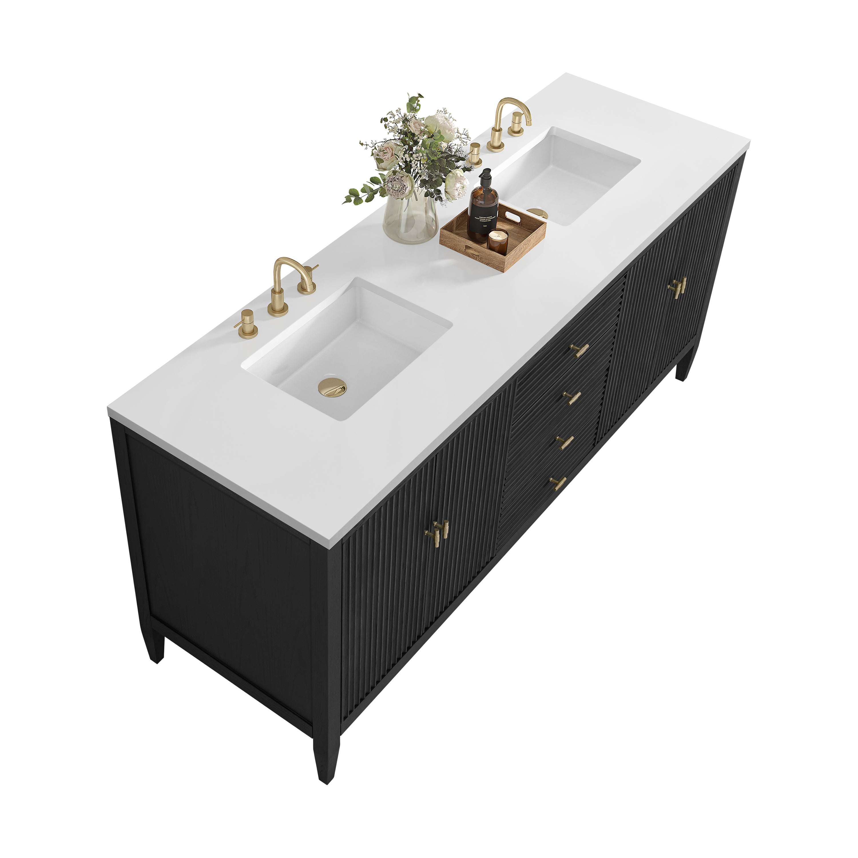 James Martin Myrrin 72" Double Vanity in Carbon Oak with 3cm Countertop