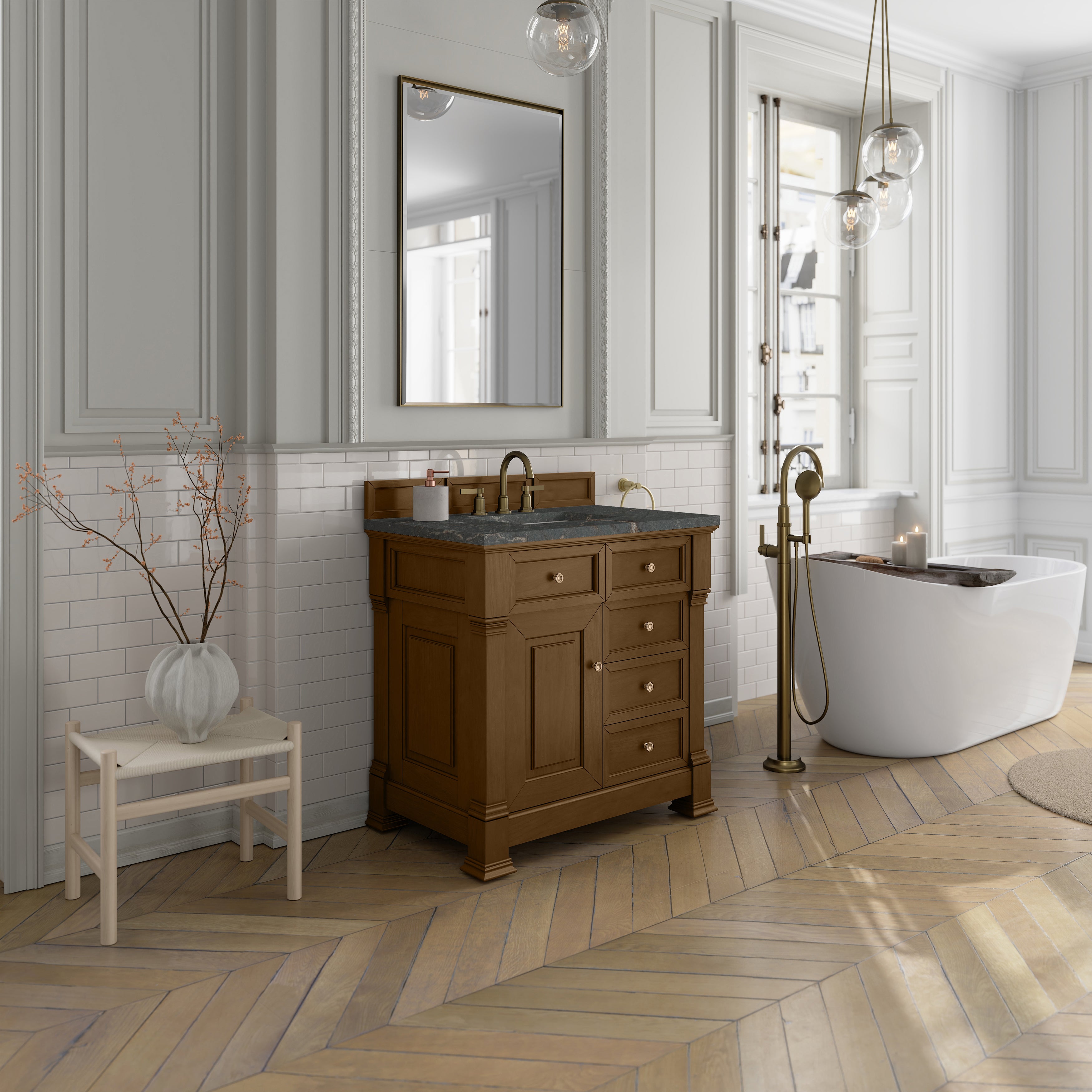James Martin Brookfield 36" Single Vanity in Honey Oak with 3cm Countertop