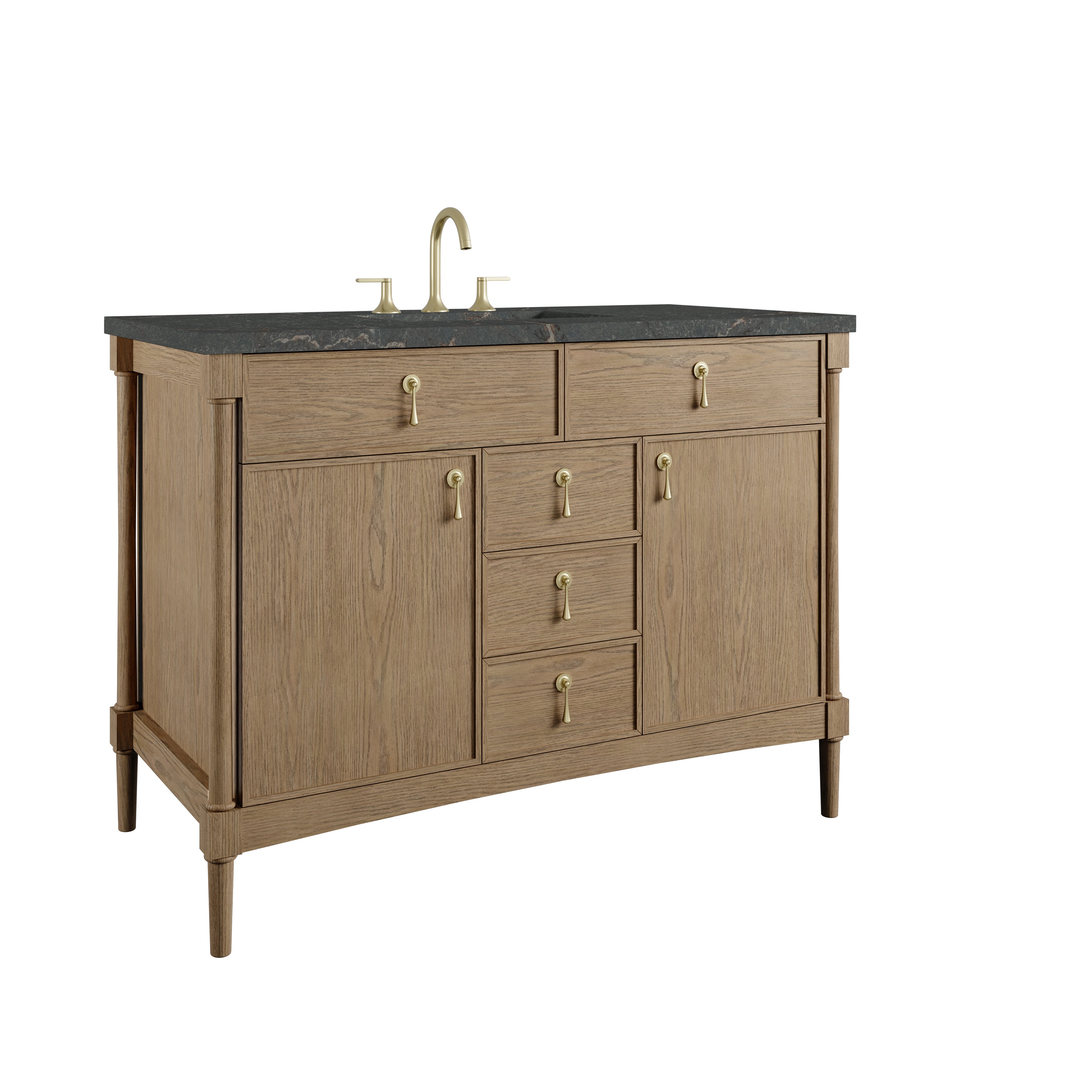 James Martin Kinnsden 48" Single Vanity in Weathered Oak with 3cm Countertop and FreePower Wireless Charger