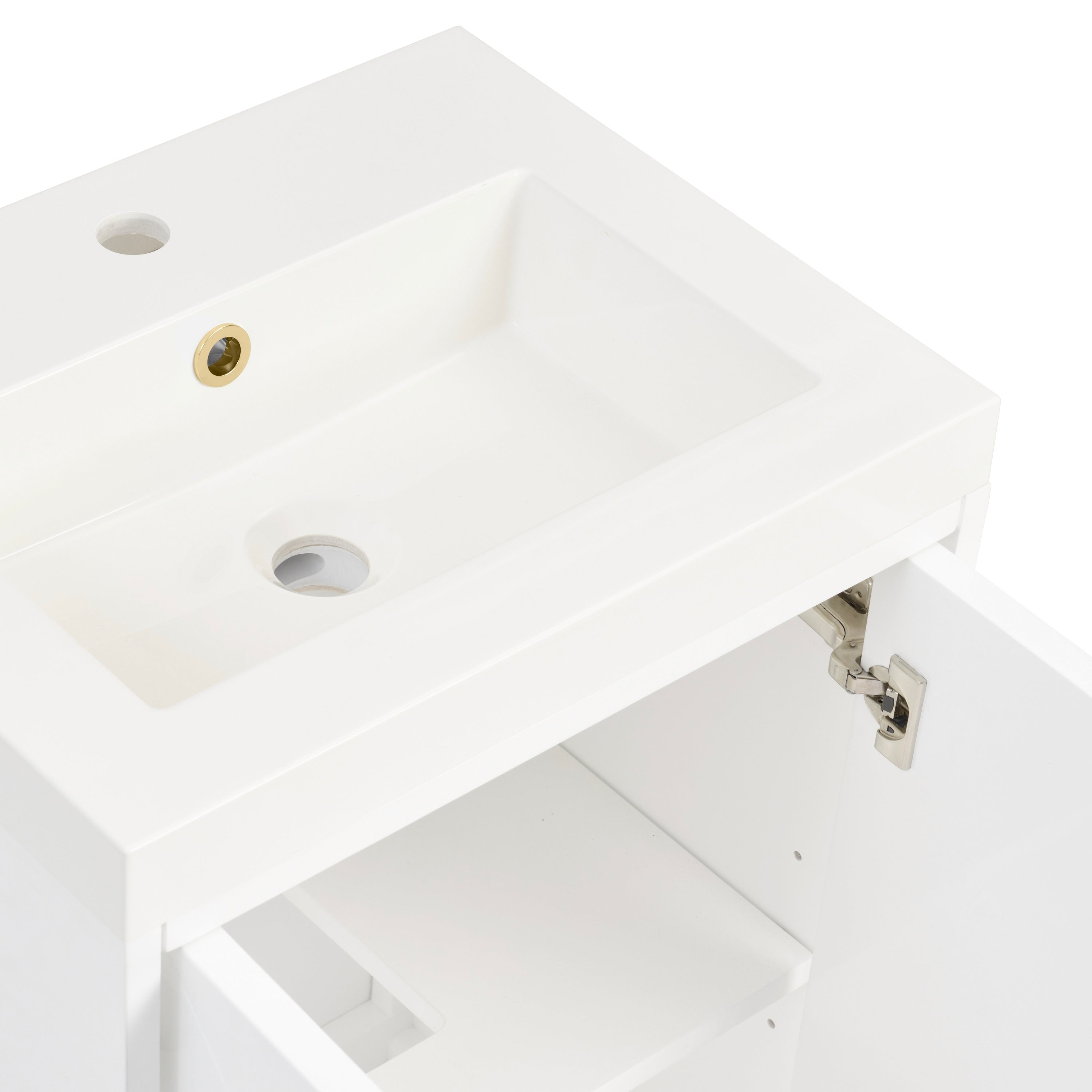 James Martin Chianti 20" Single Vanity in Glossy White with White Glossy Composite Stone Top