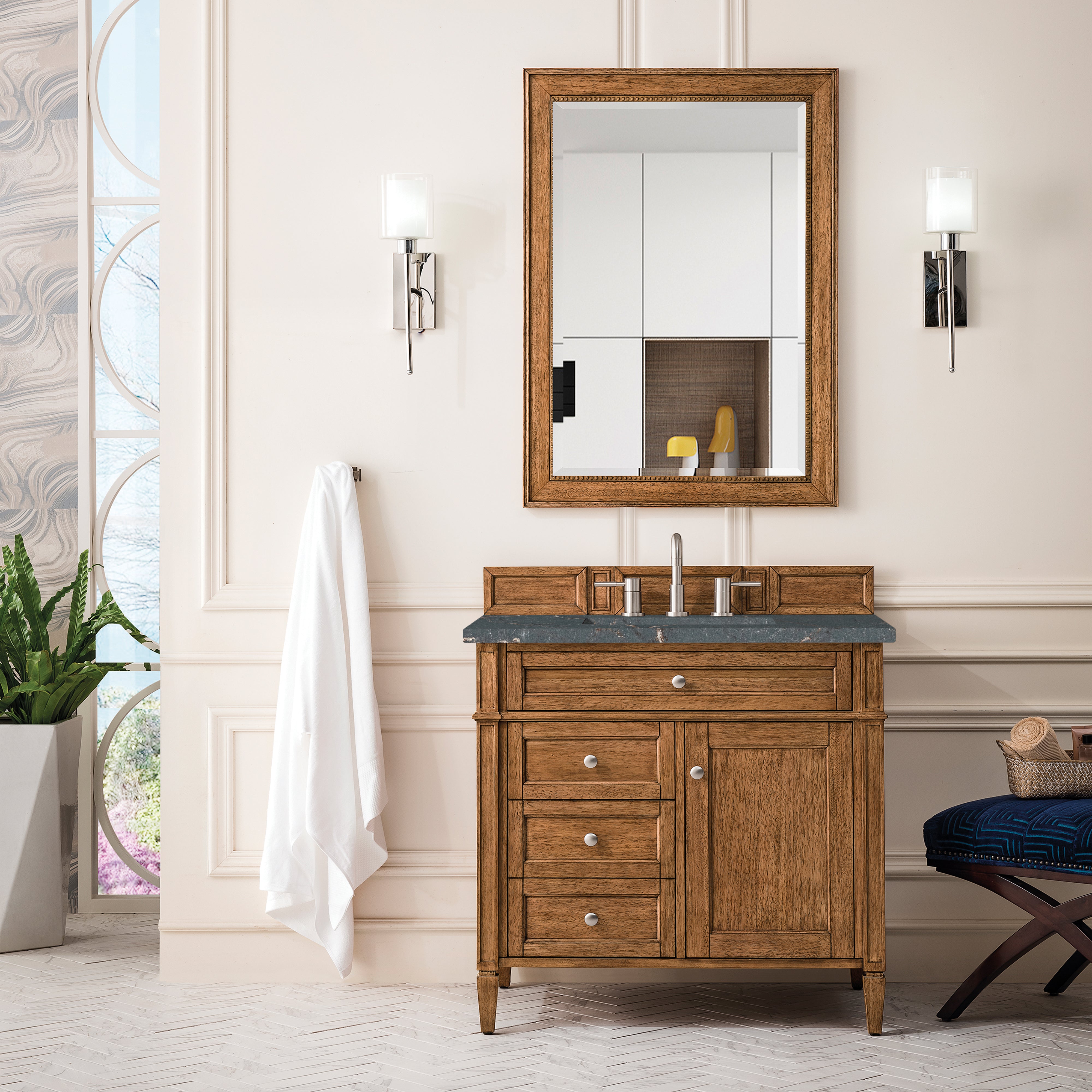 James Martin Brittany 36" Single Vanity in Saddle Brown with 3cm Countertop