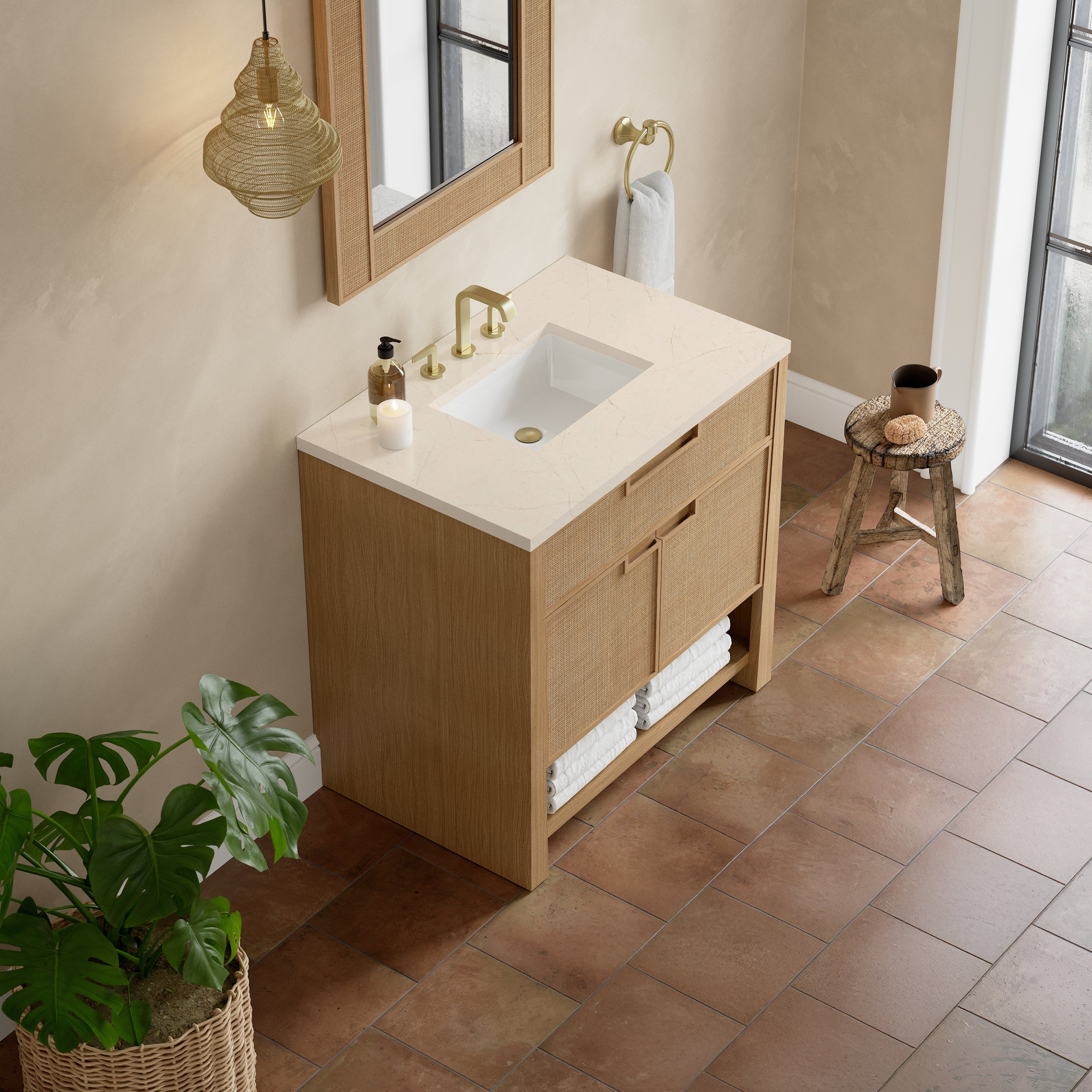 James Martin Solene 36" Single Vanity in Seaside Oak with 3cm Countertop