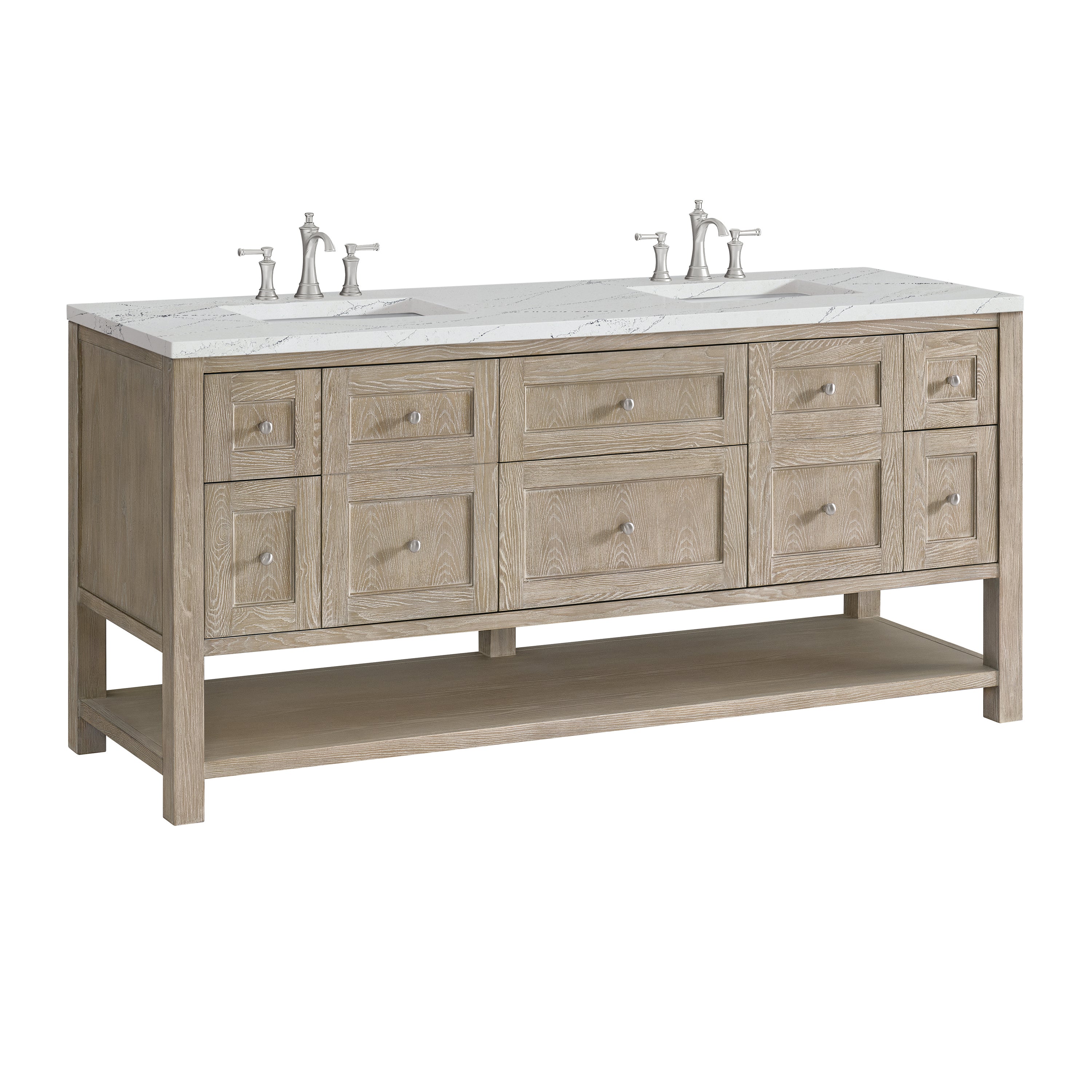 James Martin Breckenridge 72" Double Vanity in Whitewashed Oak with 3cm Countertop