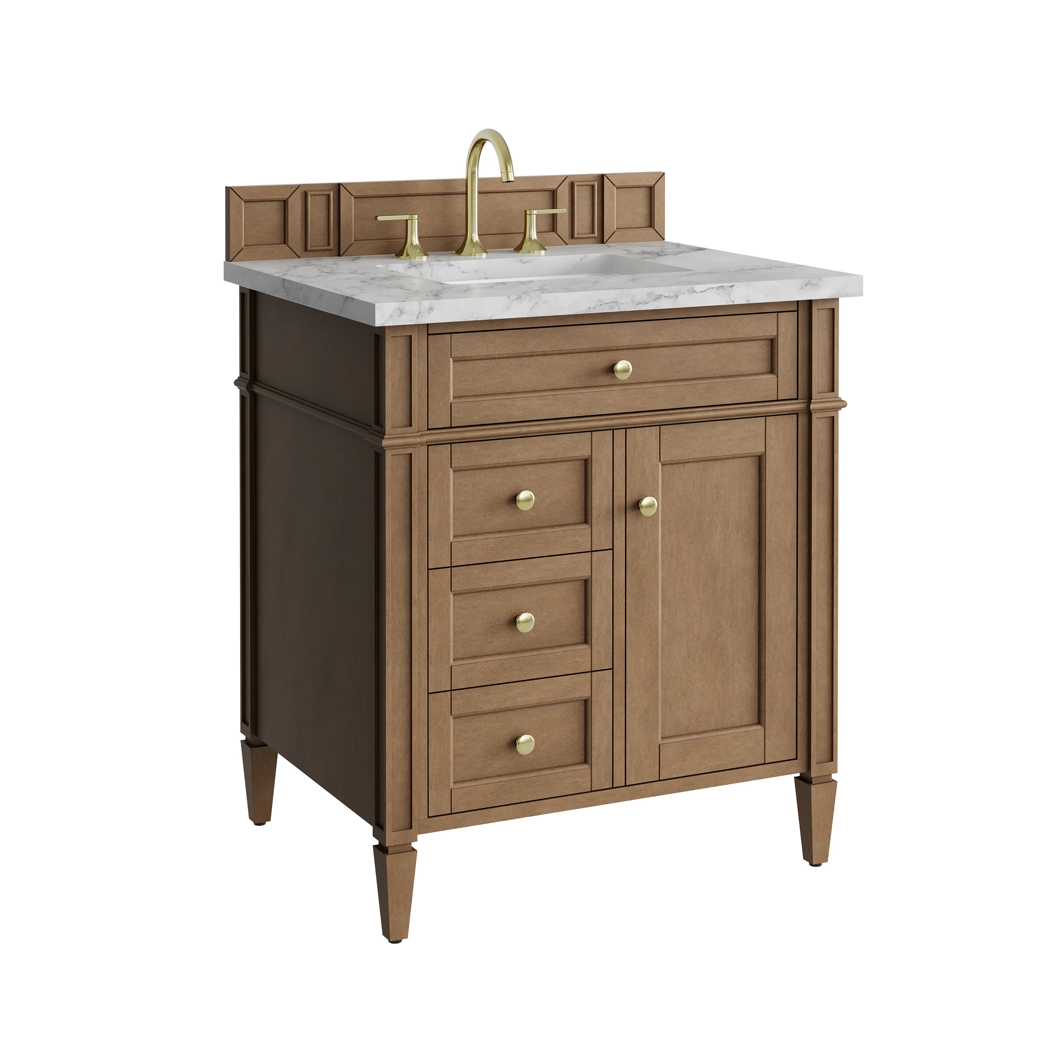 James Martin Brittany 30" Single Vanity in Pecan with 3cm Countertop