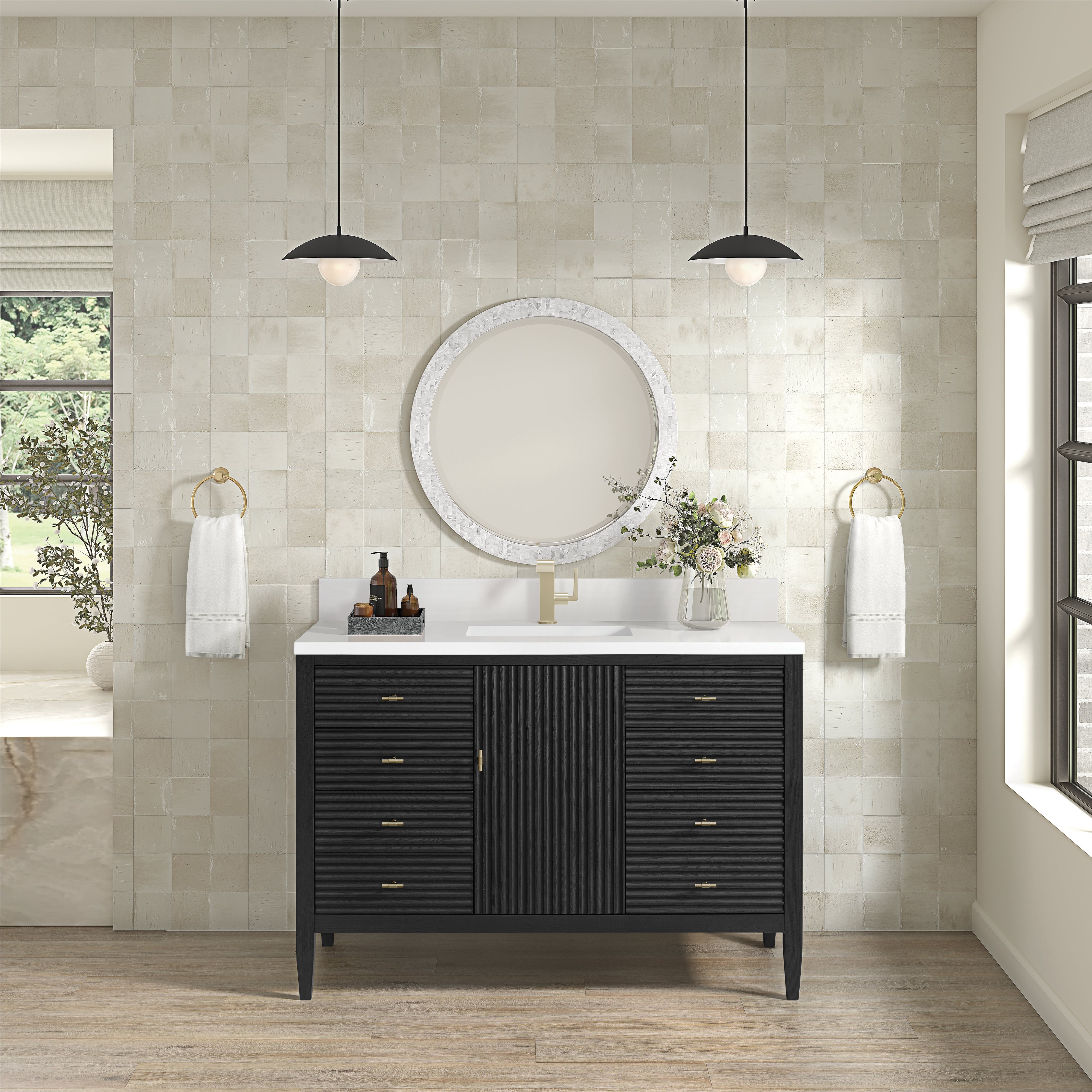 James Martin Myrrin 48" Single Vanity in Carbon Oak with 3cm Countertop