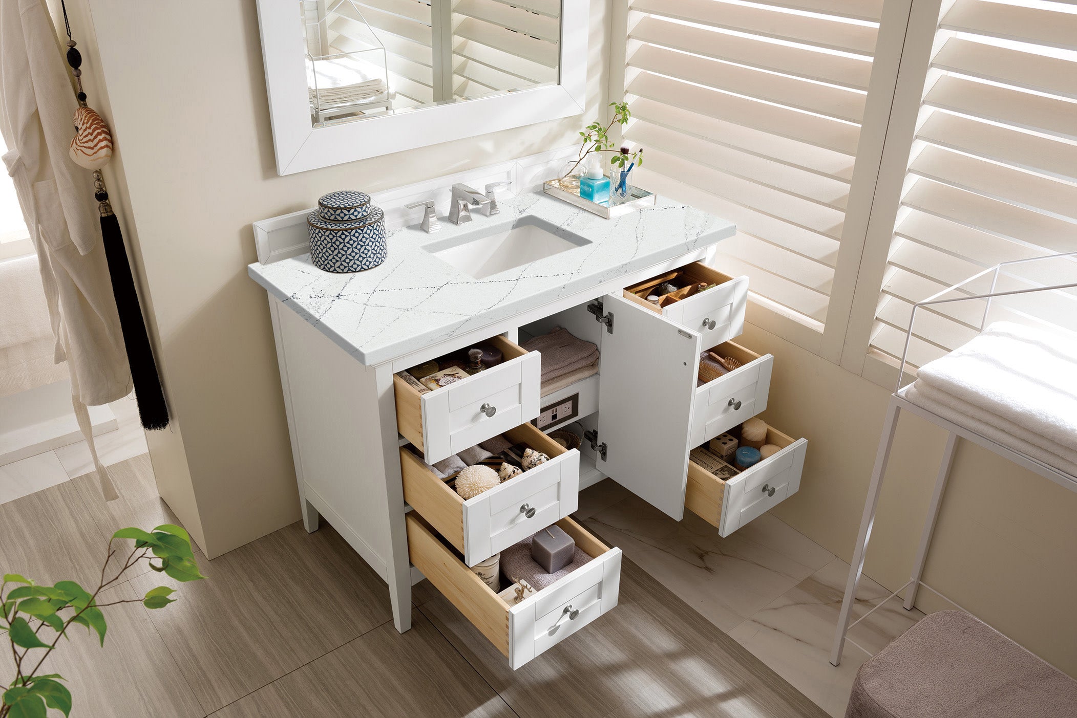 James Martin Palisades 48" Single Vanity in Bright White with 3cm Countertop
