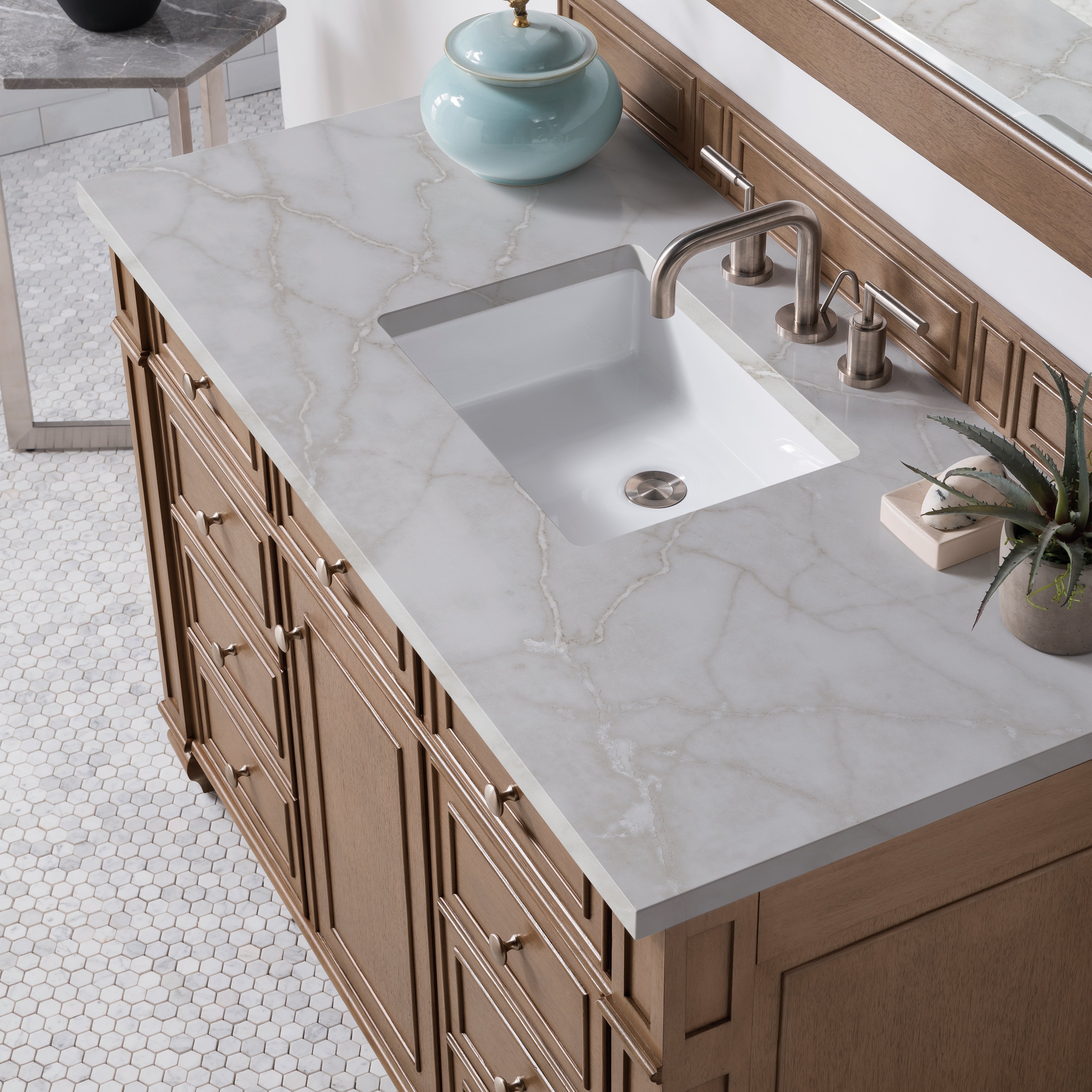 James Martin Bristol 48" Single Vanity in Whitewashed Walnut with 3cm Countertop