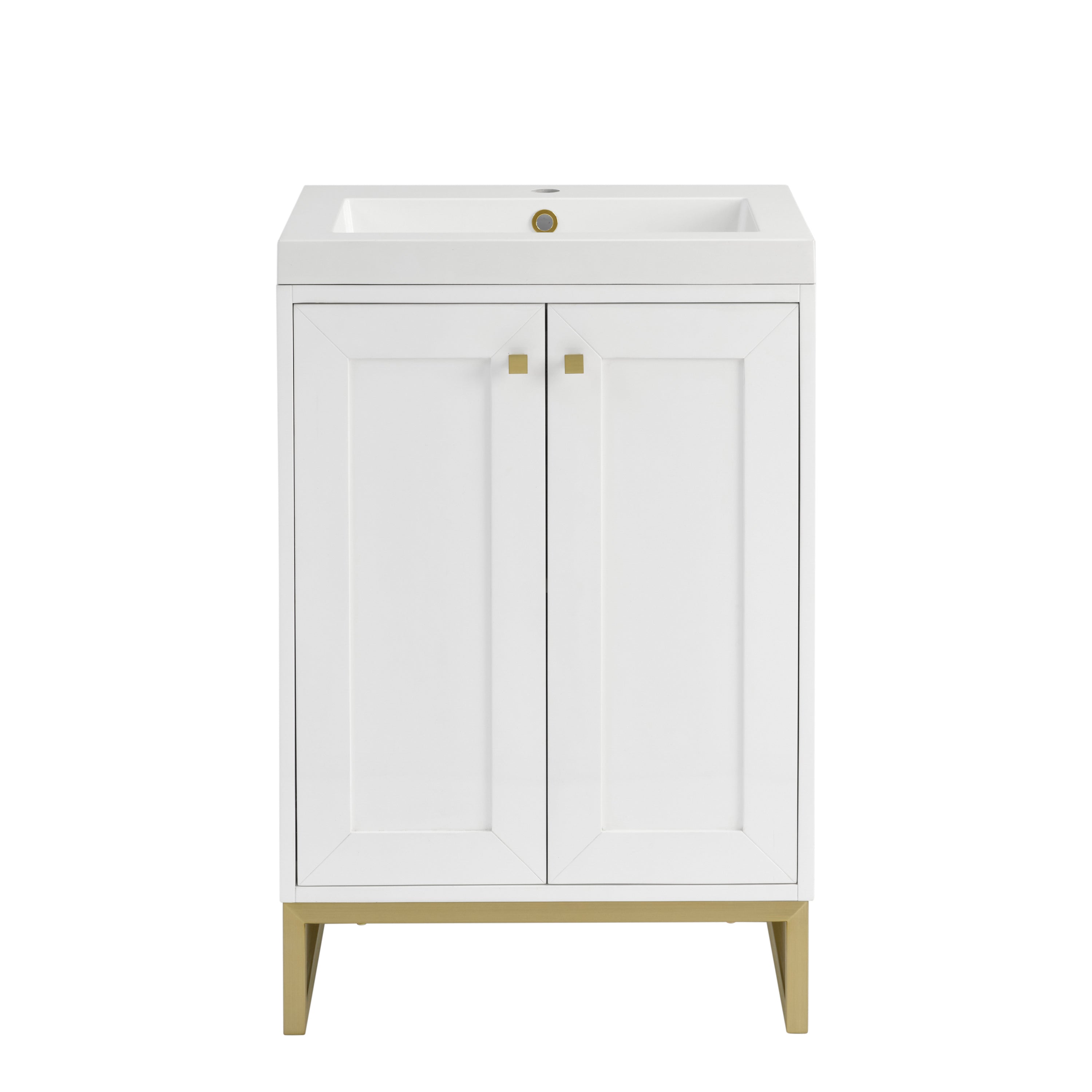 James Martin Chianti 24" Single Vanity in Glossy White with White Glossy Composite Stone Top