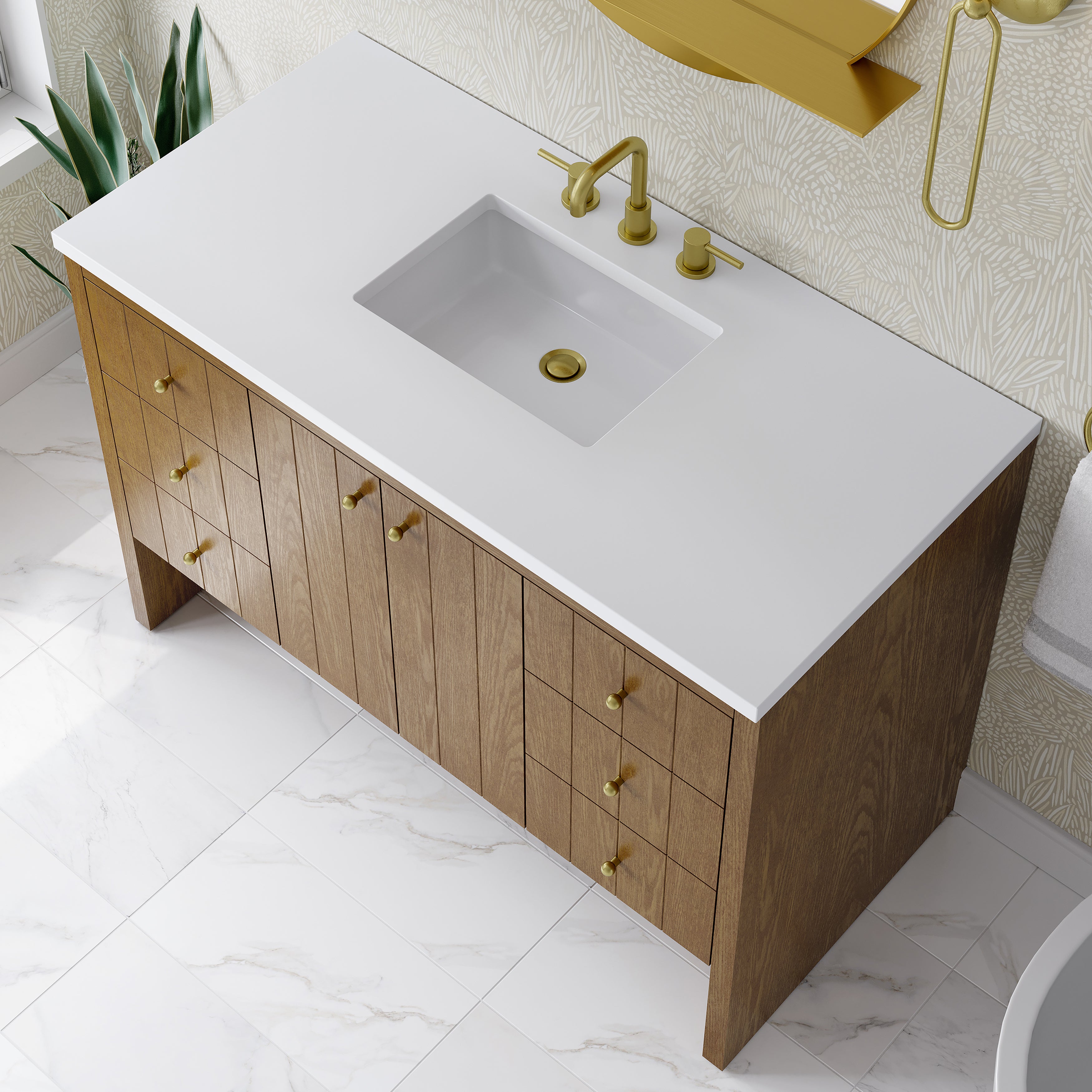 James Martin Hudson 48" Single Vanity in Honey Oak with 3cm Countertop
