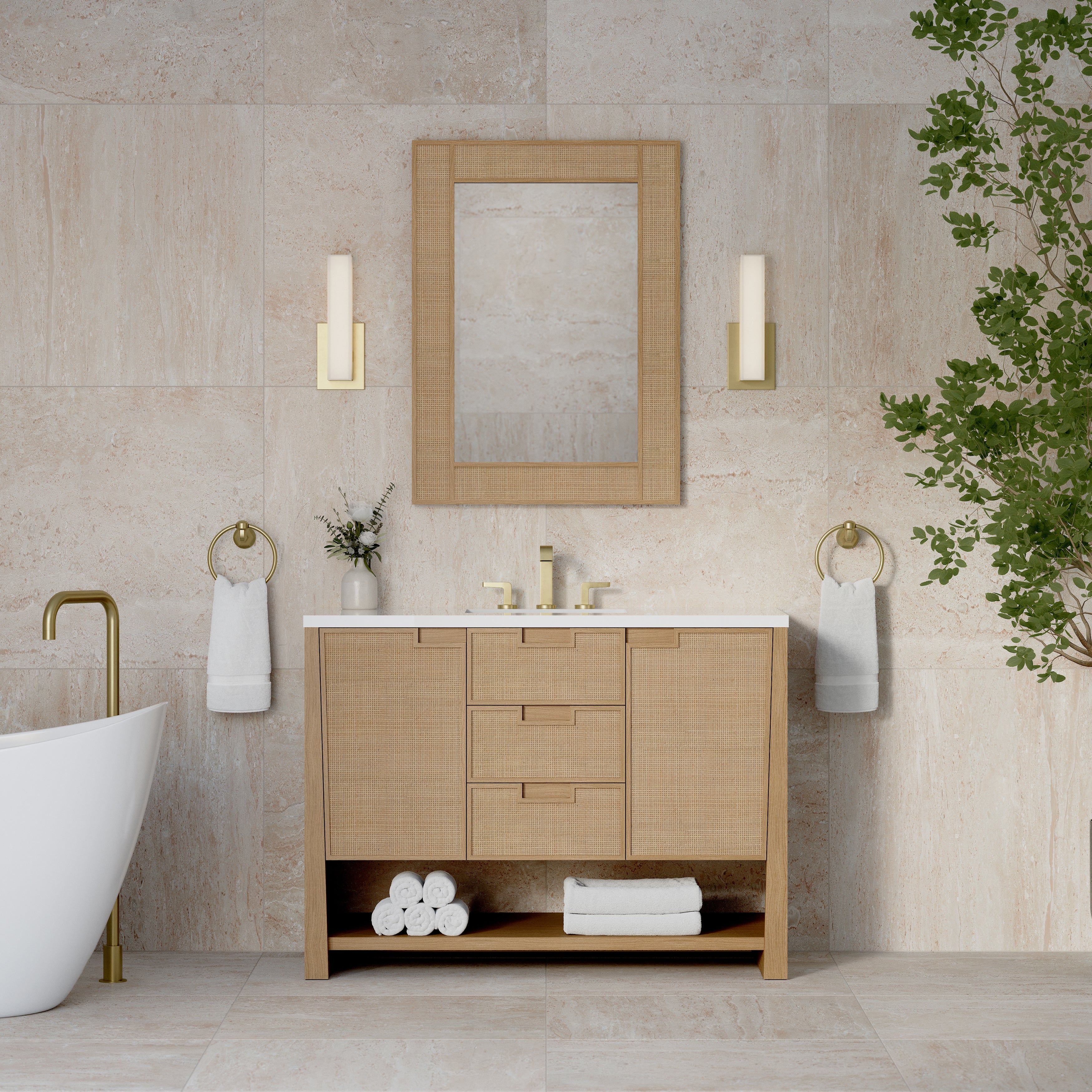James Martin Solene 48" Single Vanity in Seaside Oak with 3cm Countertop
