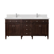 James Martin Brittany 72" Double Vanity in Burnished Mahogany with 3cm Countertop