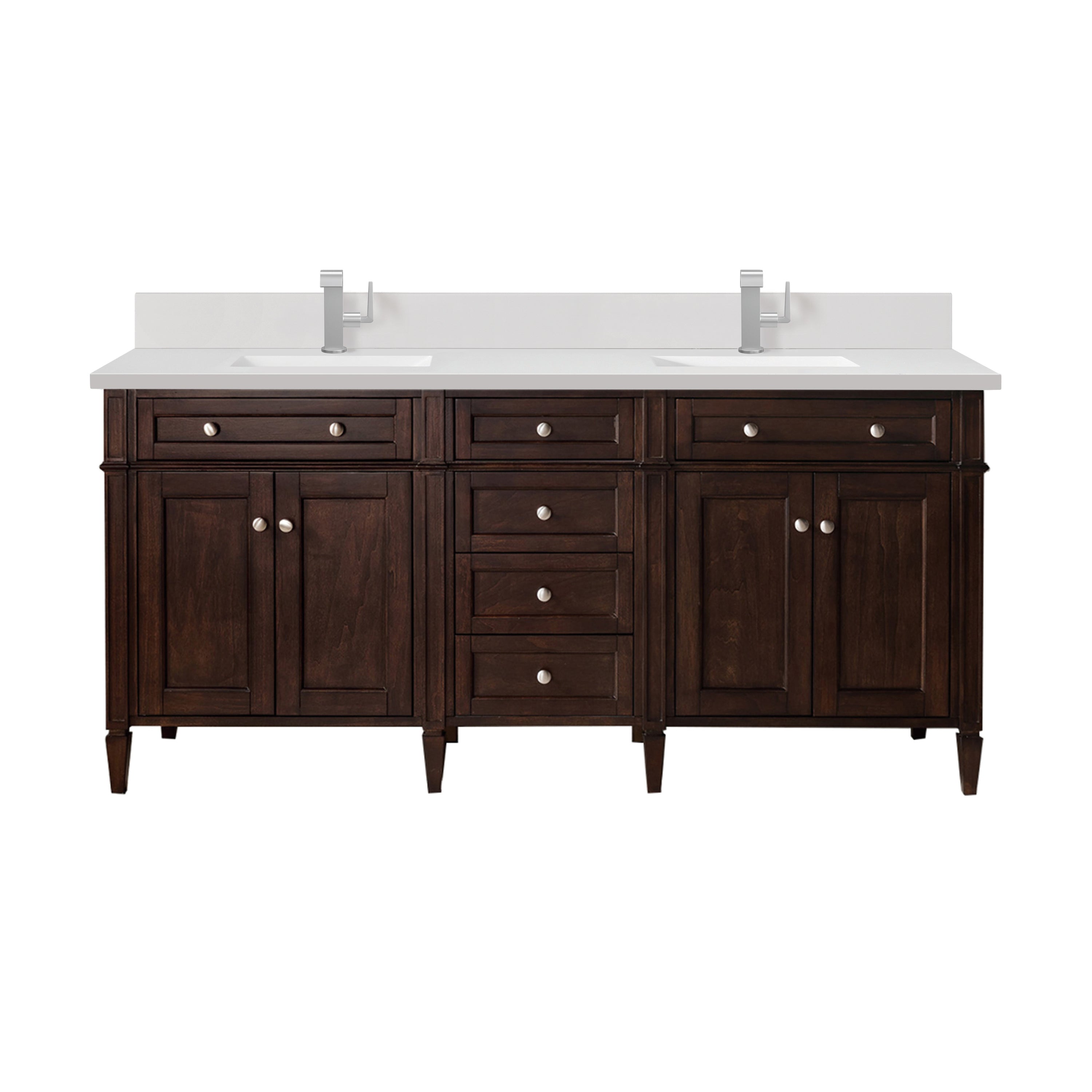 James Martin Brittany 72" Double Vanity in Burnished Mahogany with 3cm Countertop