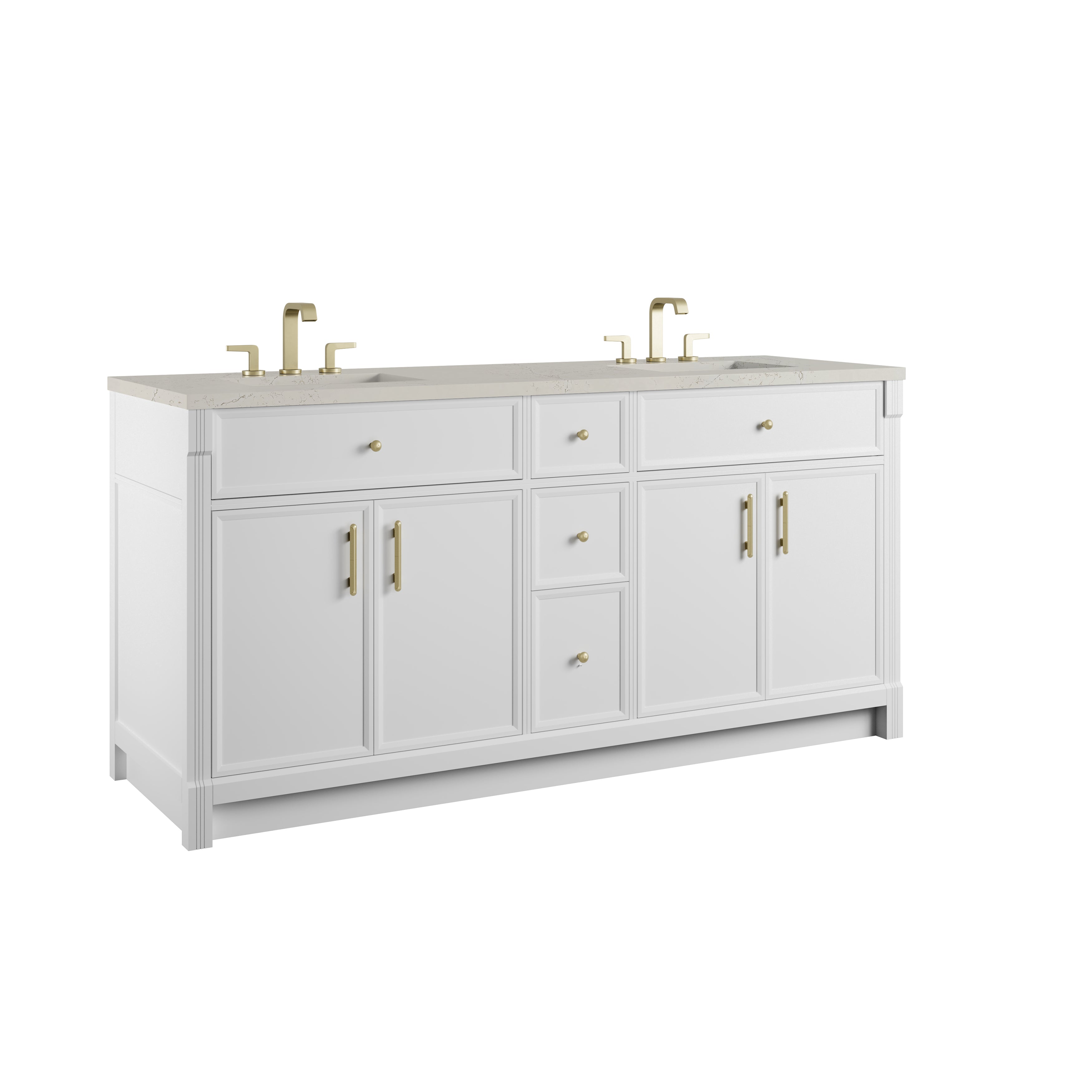 James Martin Bellshire 72" Double Vanity in Bright White with 3cm Countertop