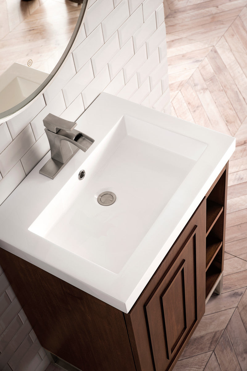Alicante 24" Single Vanity with White Glossy Composite Stone Top