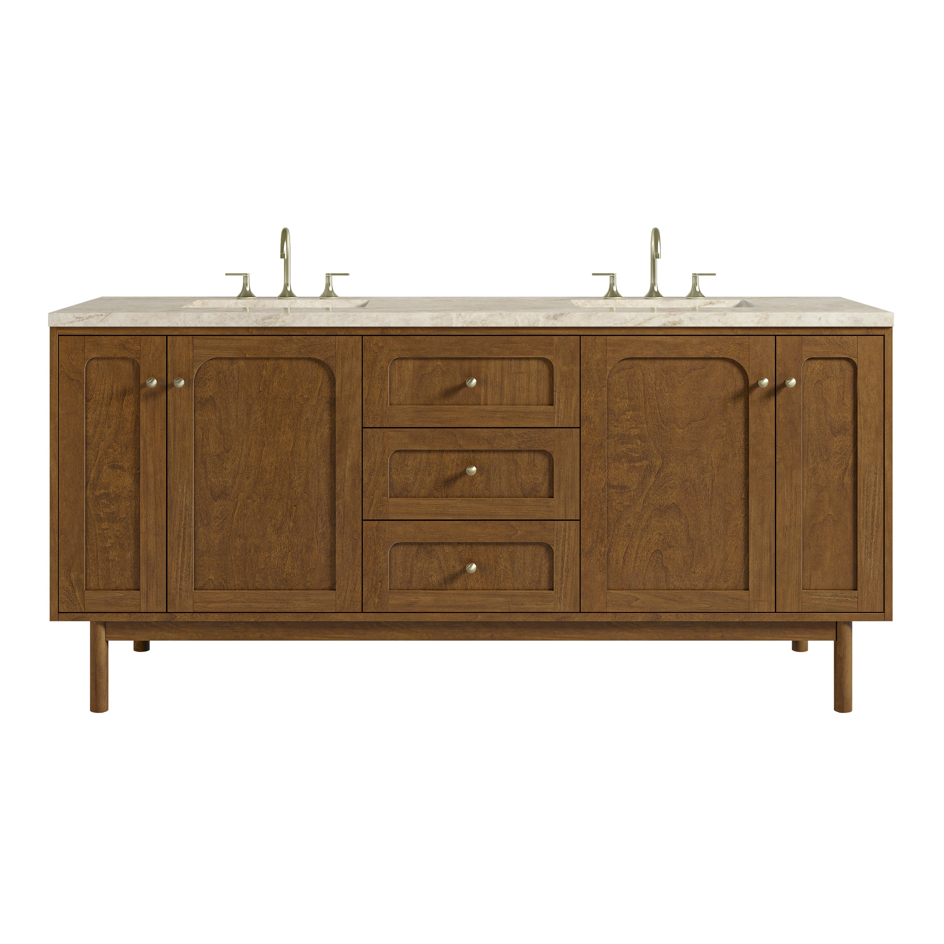 James Martin Laurent 72" Double Vanity in Honey Oak with 3cm Countertop and FreePower Wireless Charger