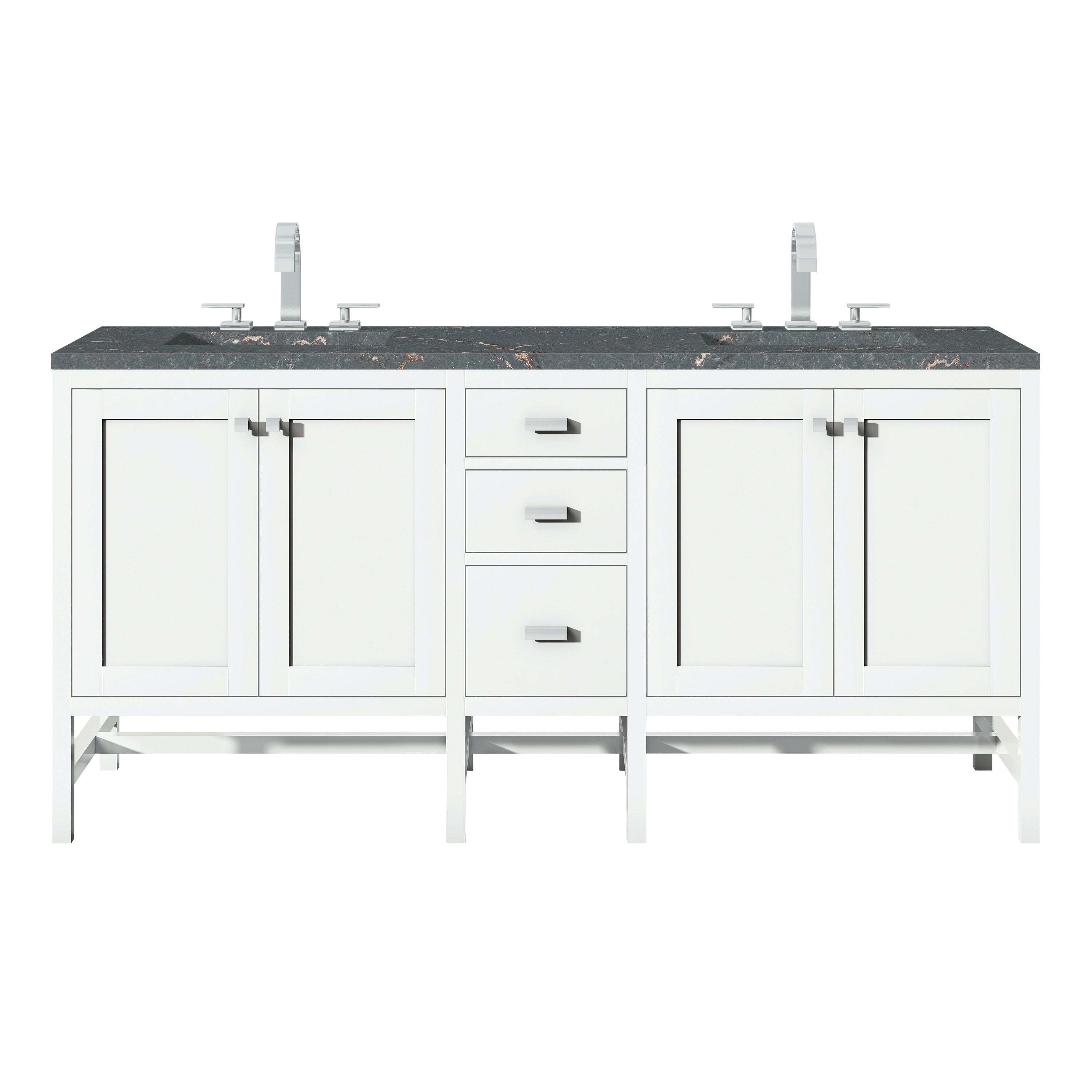 James Martin Addison 72" Double Vanity in Glossy White with 3cm Countertop
