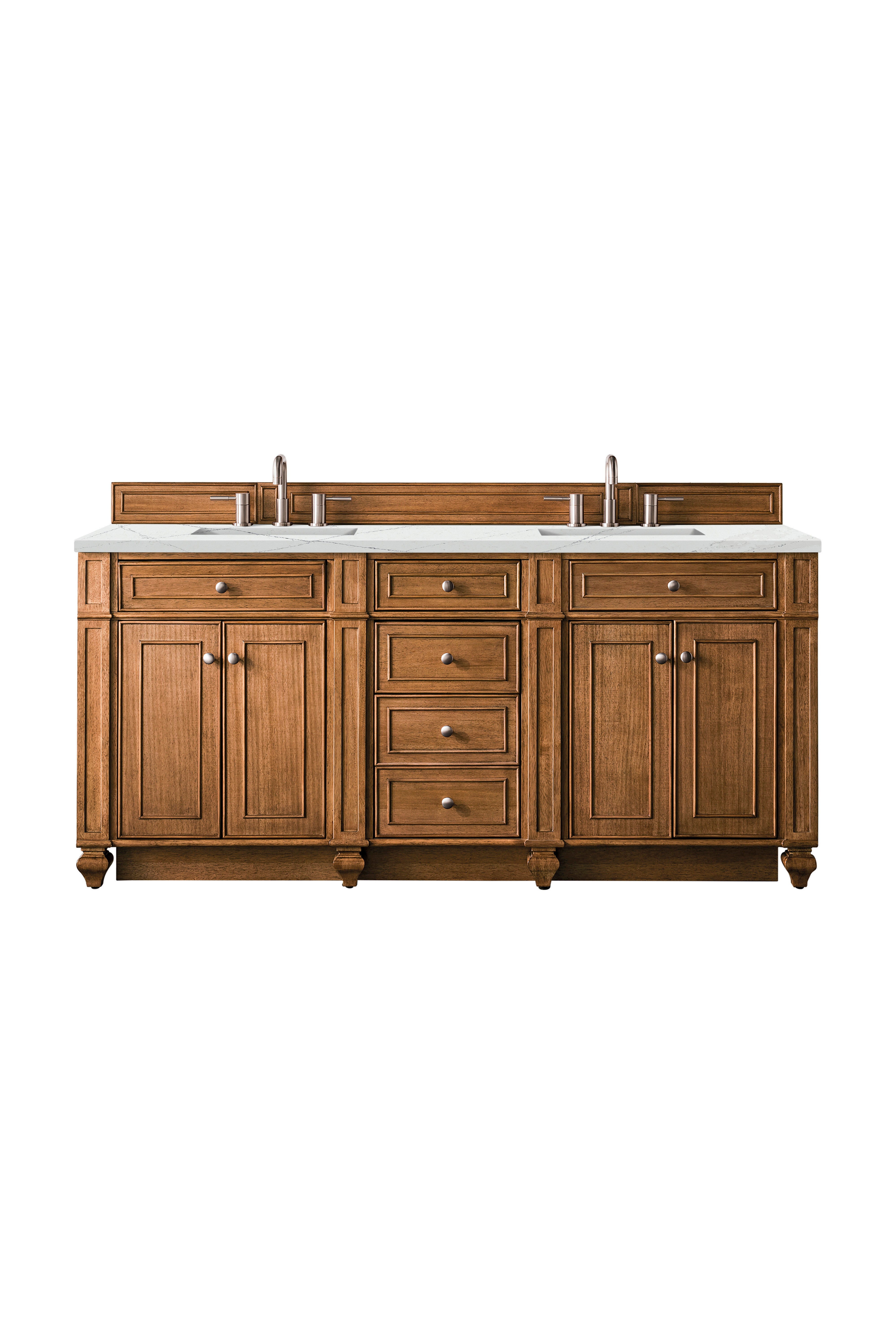James Martin Bristol 72" Double Vanity in Saddle Brown with 3cm Countertop and FreePower Wireless Charger