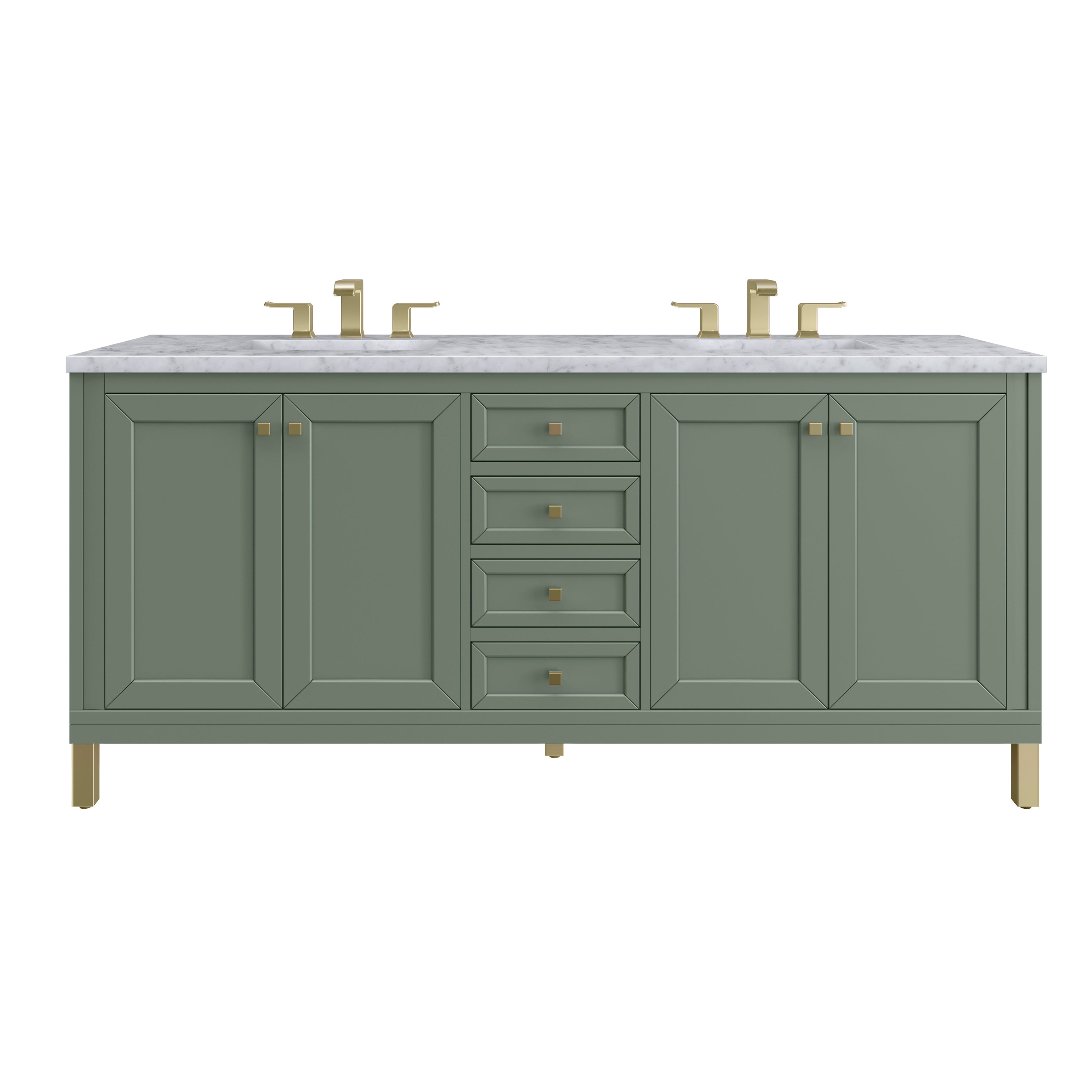 James Martin Chicago 72" Double Vanity in Smokey Celadon with 3cm Countertop