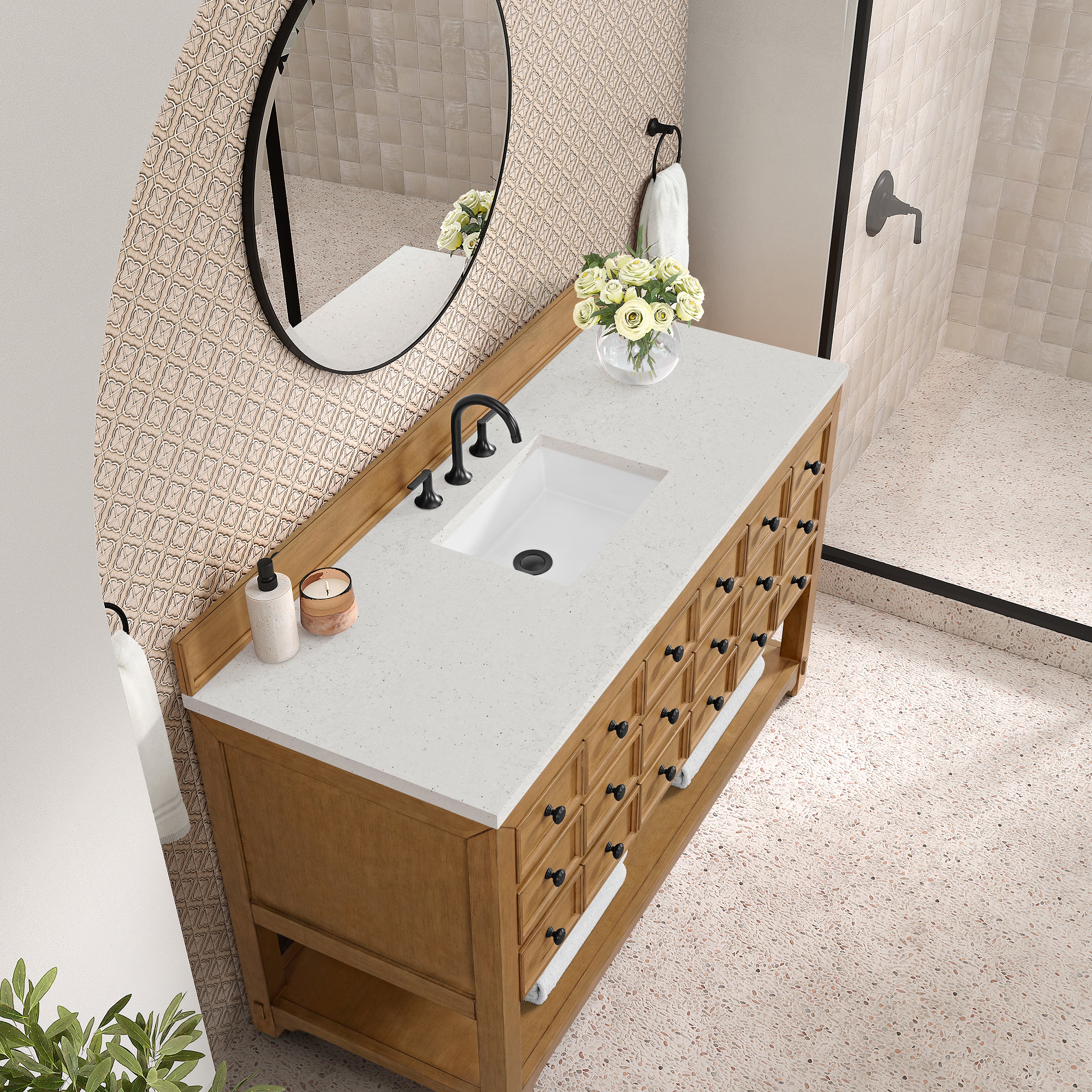 James Martin Malibu 60" Single Vanity in Amber Birch with 3cm Countertop