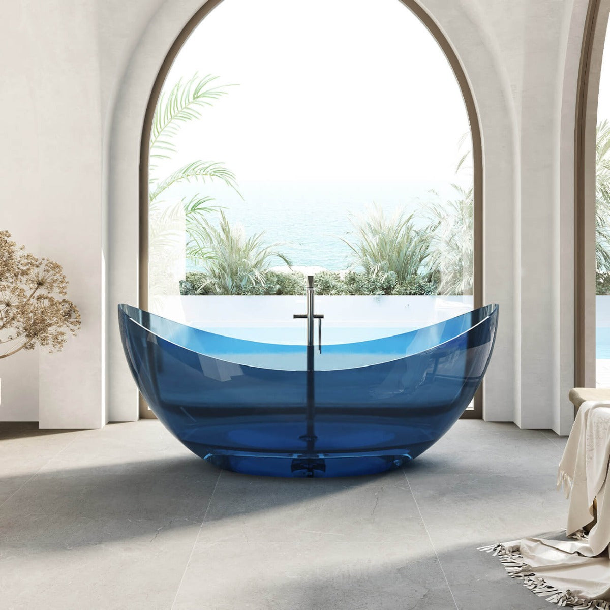 MAIDSTONE | DXV KAI 71 INCH TRANSPARENT RESIN FREESTANDING TUB