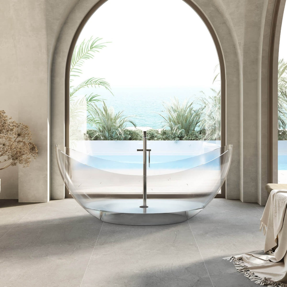MAIDSTONE KAI 71 INCH TRANSPARENT RESIN FREESTANDING TUB