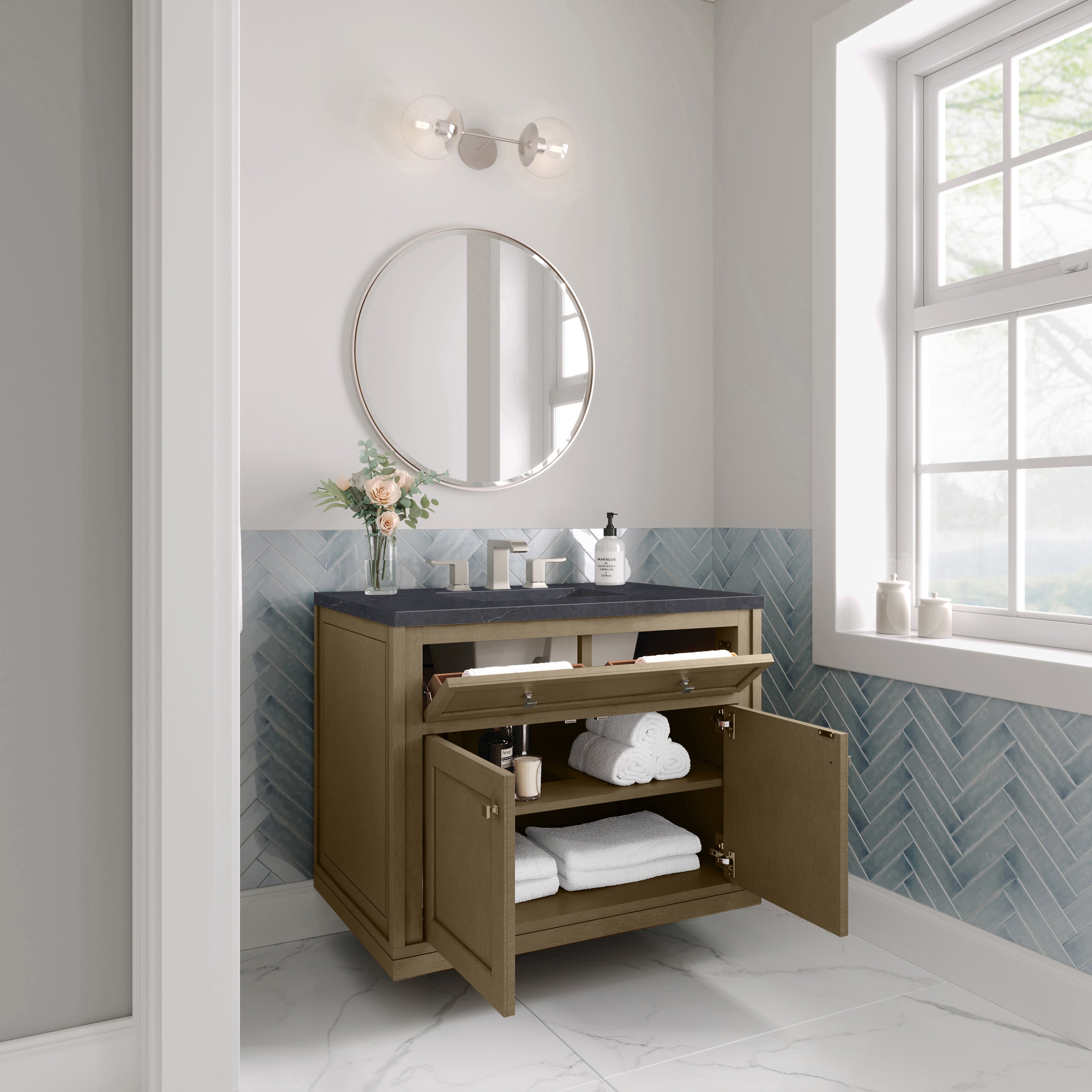 James Martin Chicago 36" Single Vanity in Walnut Whisper with 3cm Countertop