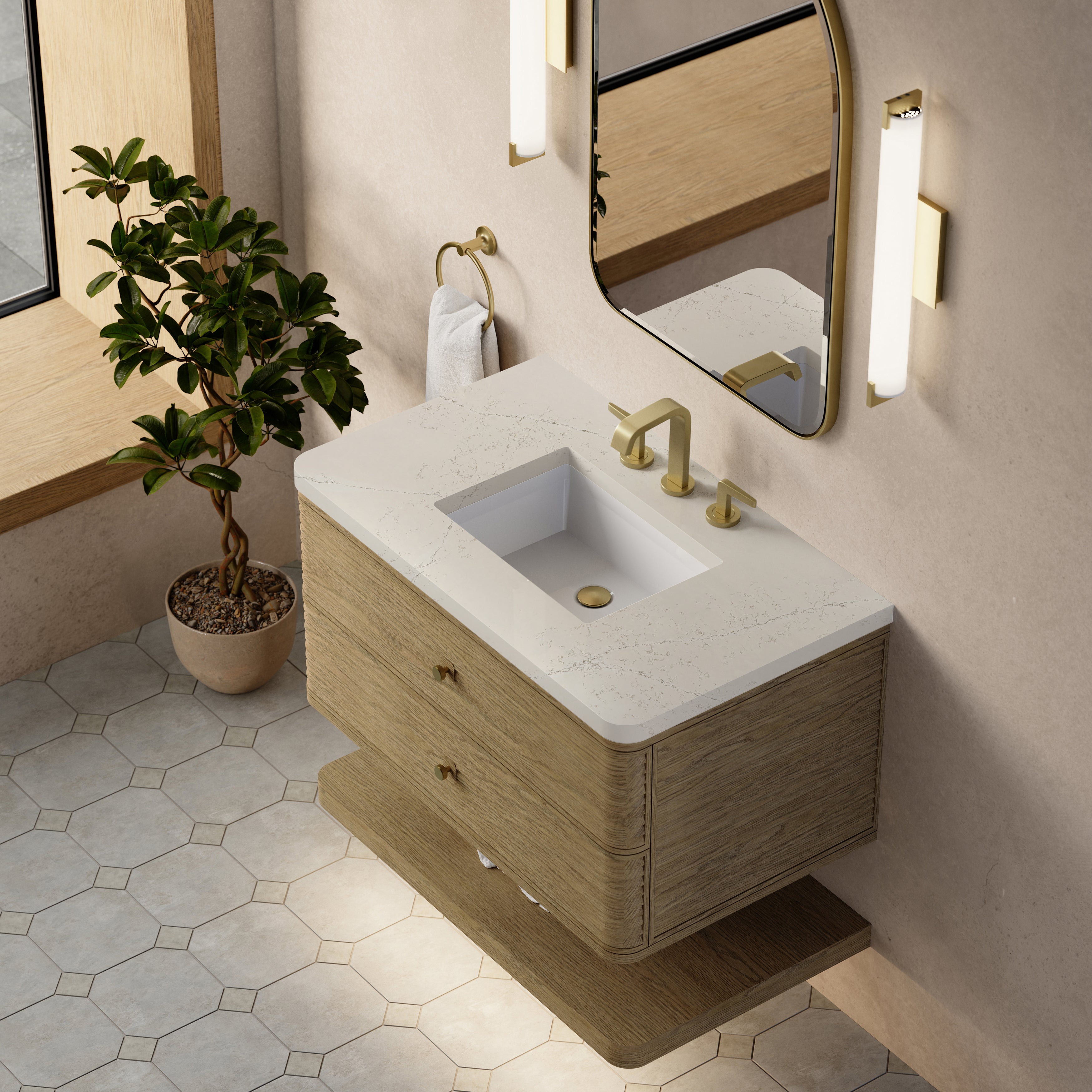 James Martin Allamari 36" Single Vanity in Dune Mist with 3cm Countertop