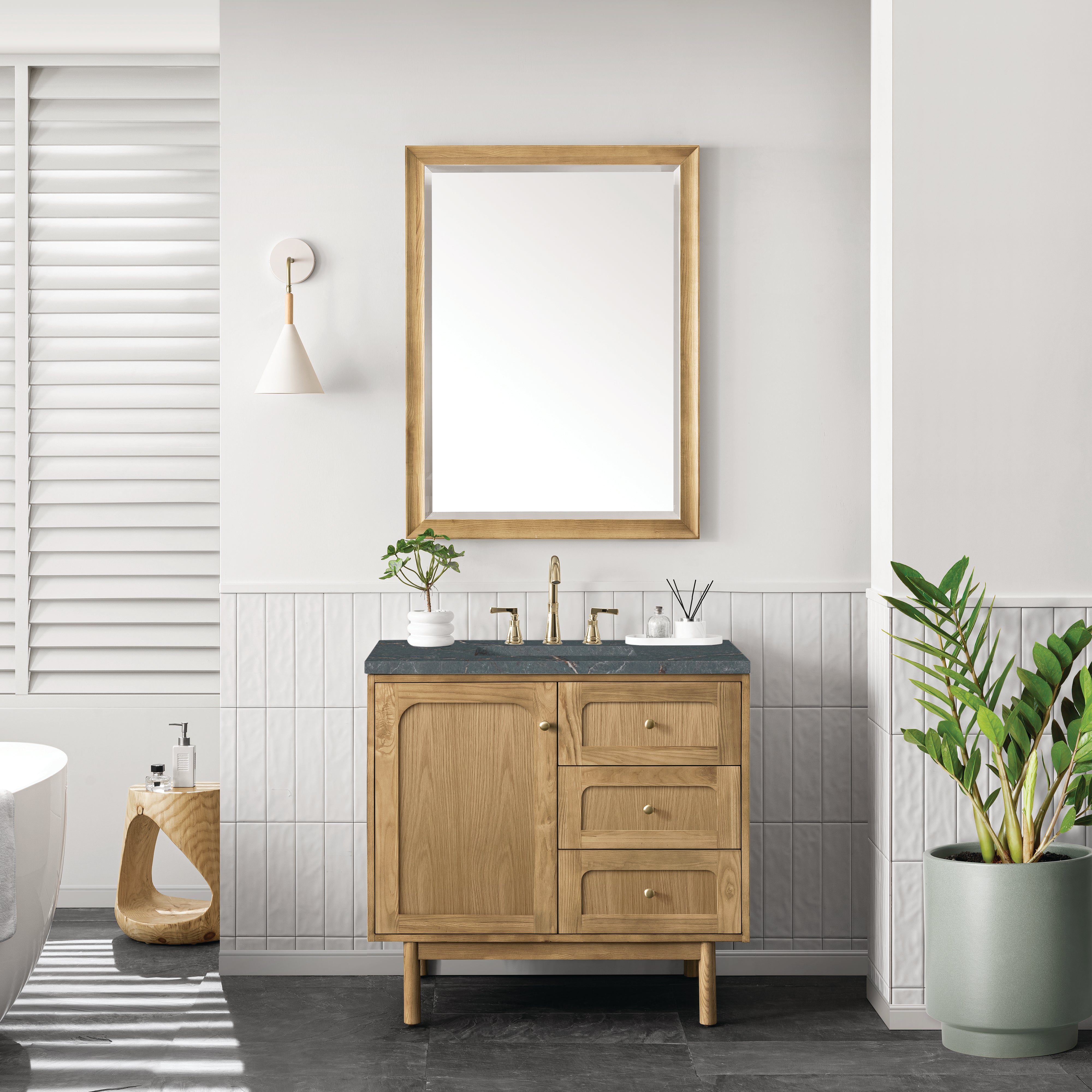 James Martin Laurent 36" Single Vanity in Light Natural Oak with 3cm Countertop
