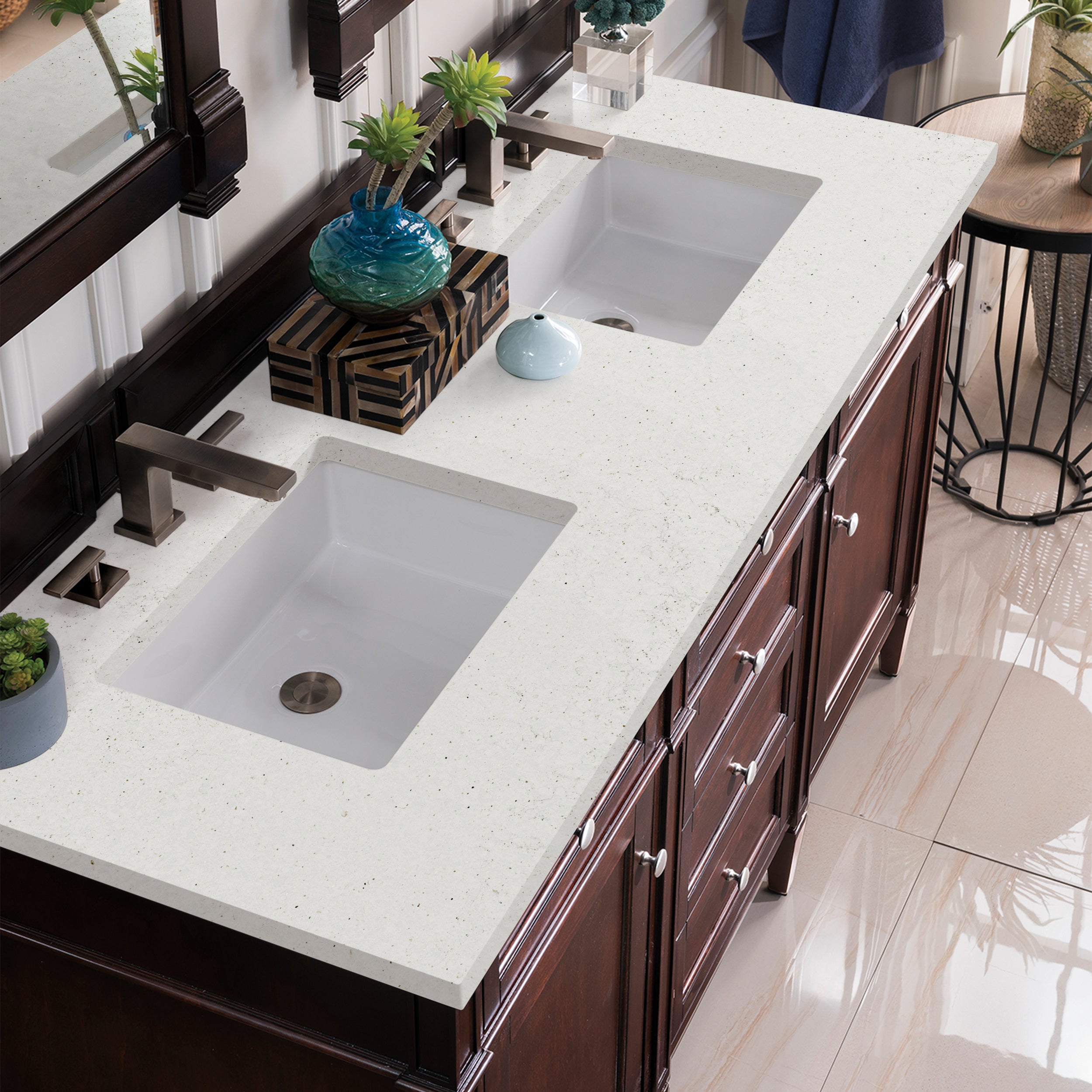 James Martin Brittany 60" Double Vanity in Burnished Mahogany with 3cm Countertop