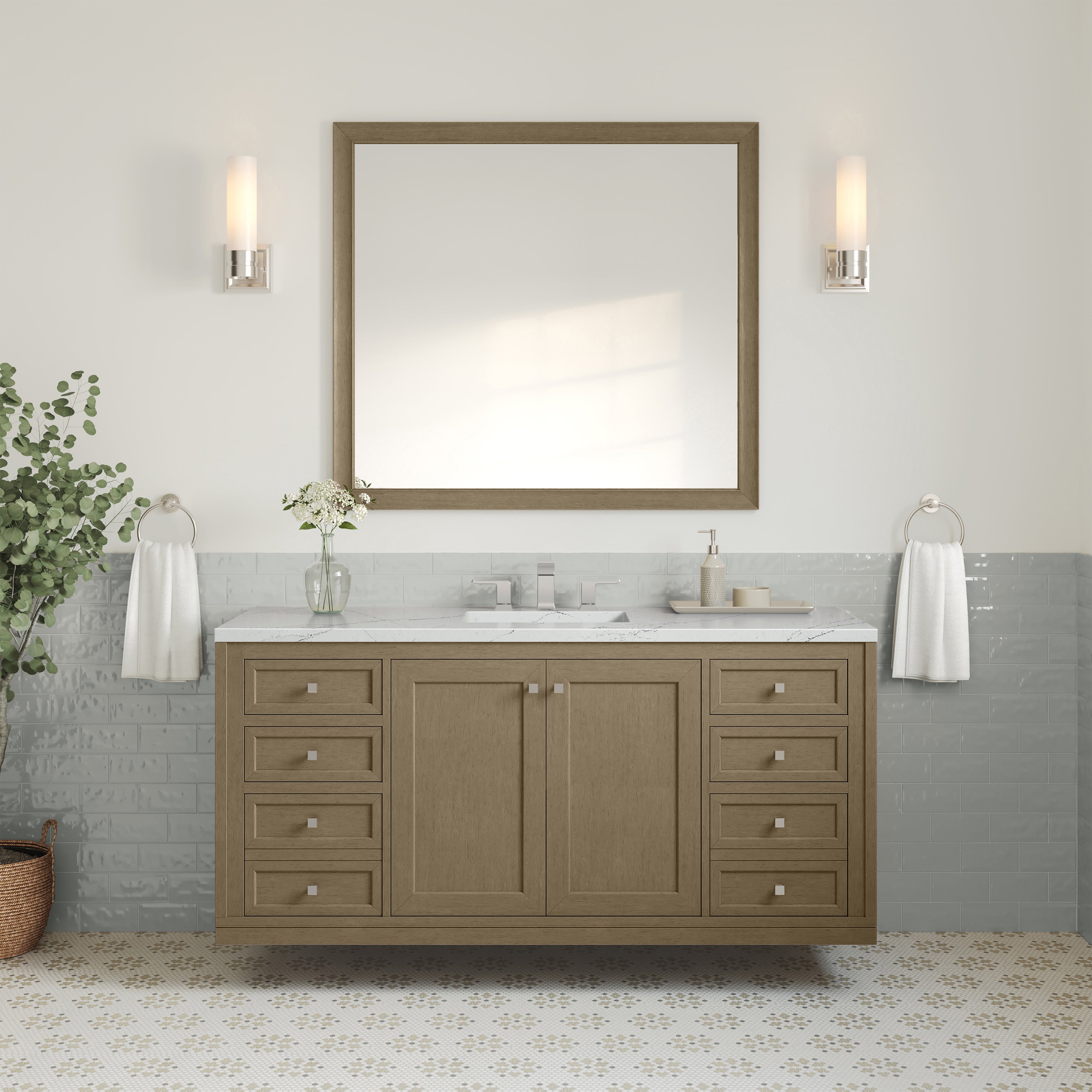 James Martin Chicago 60" Single Vanity in Walnut Whisper with 3cm Countertop